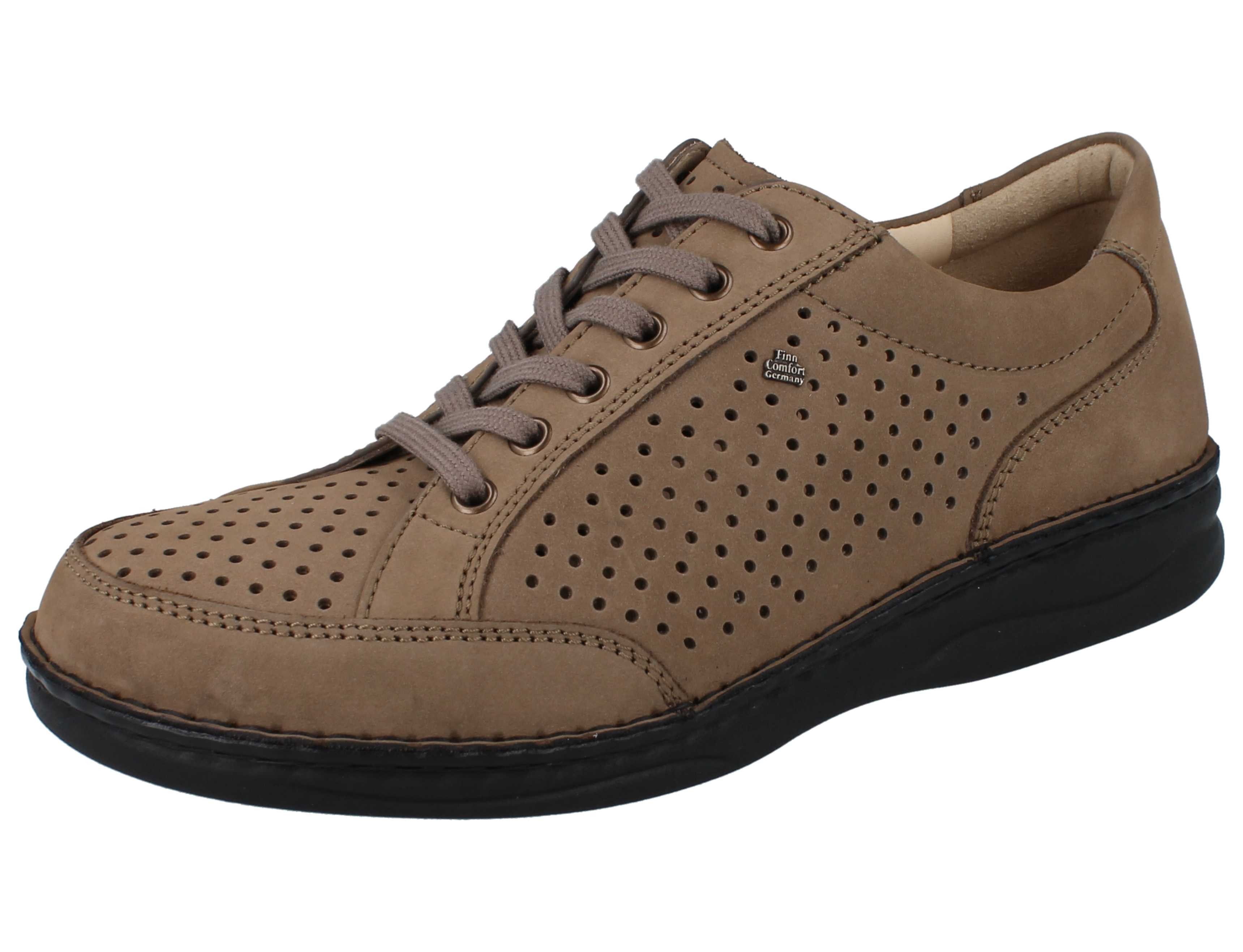 Finn Comfort FINN COMFORT Bardolino Herren Halbschuhe hellbraun Nubukleder - Schnürschuh