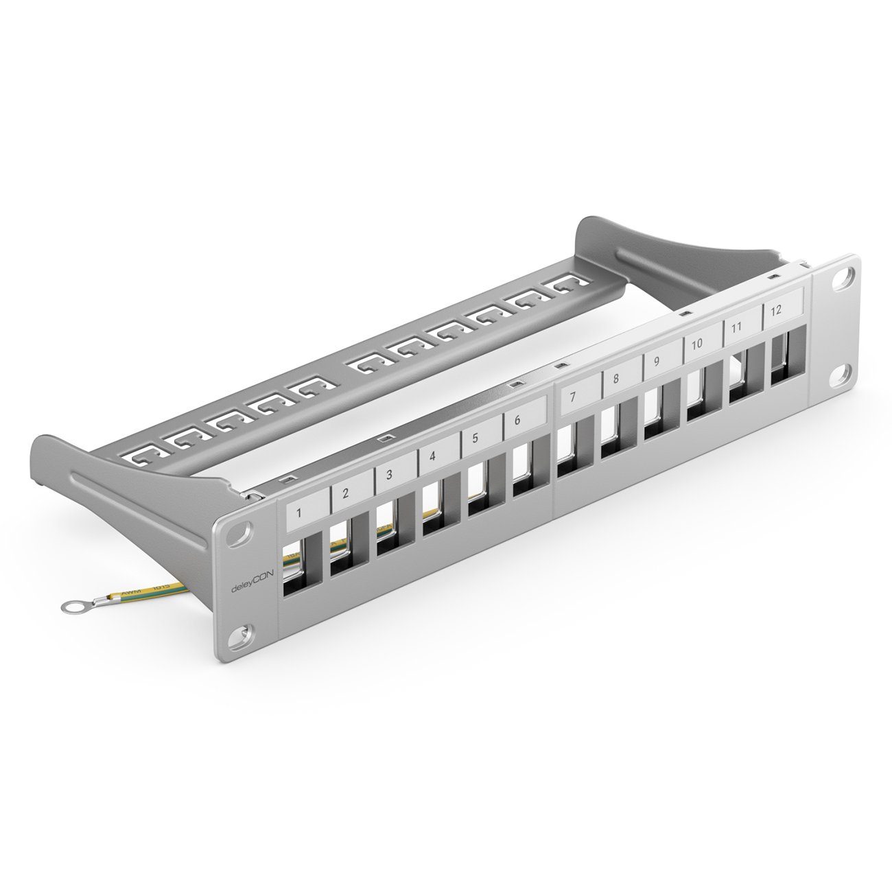 deleyCON deleyCON 12 Port Patchpanel Modular für Keystone Module 1HE 10 Zoll Netzwerk-Adapter