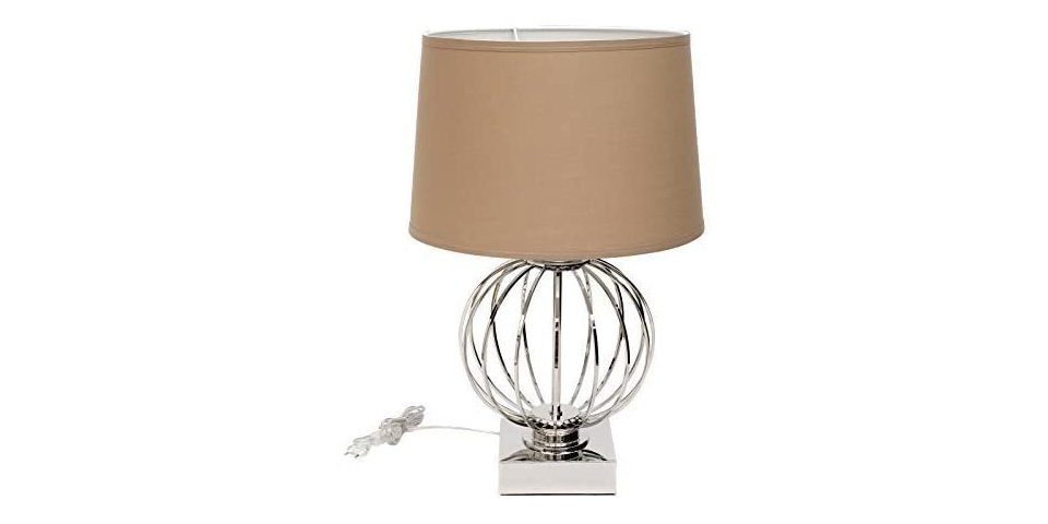 Luxus Tisch Leuchte Schlafzimmer Lese Lampe Keramik silber Schalter Stoff Schirm 