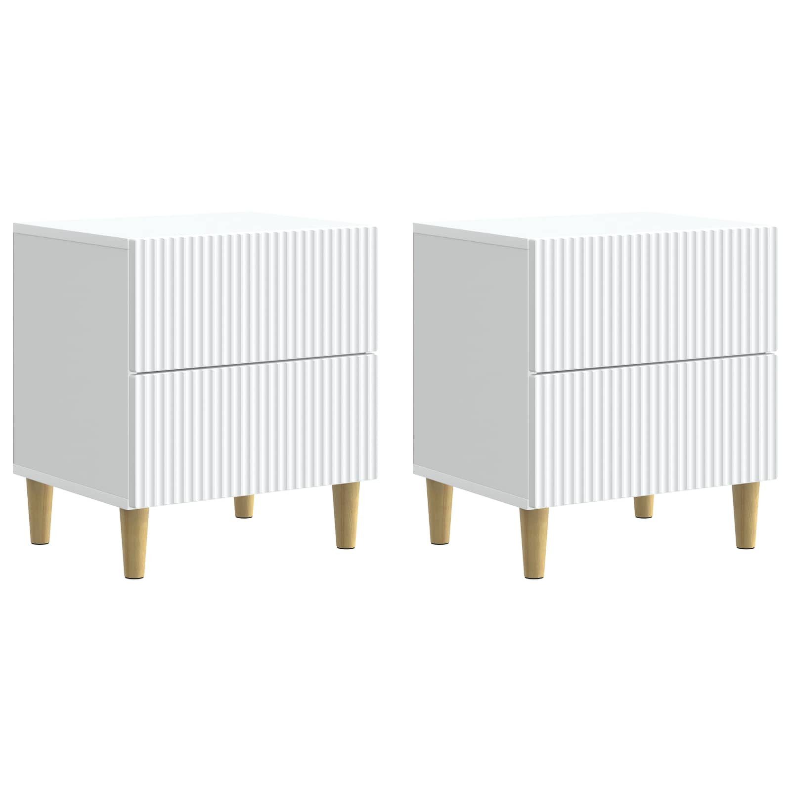 Nachttisch 43 x 34,5 x 48 cm Nachttisch 2er Set Nachtschrank Weiß 43x34,5x48 cm