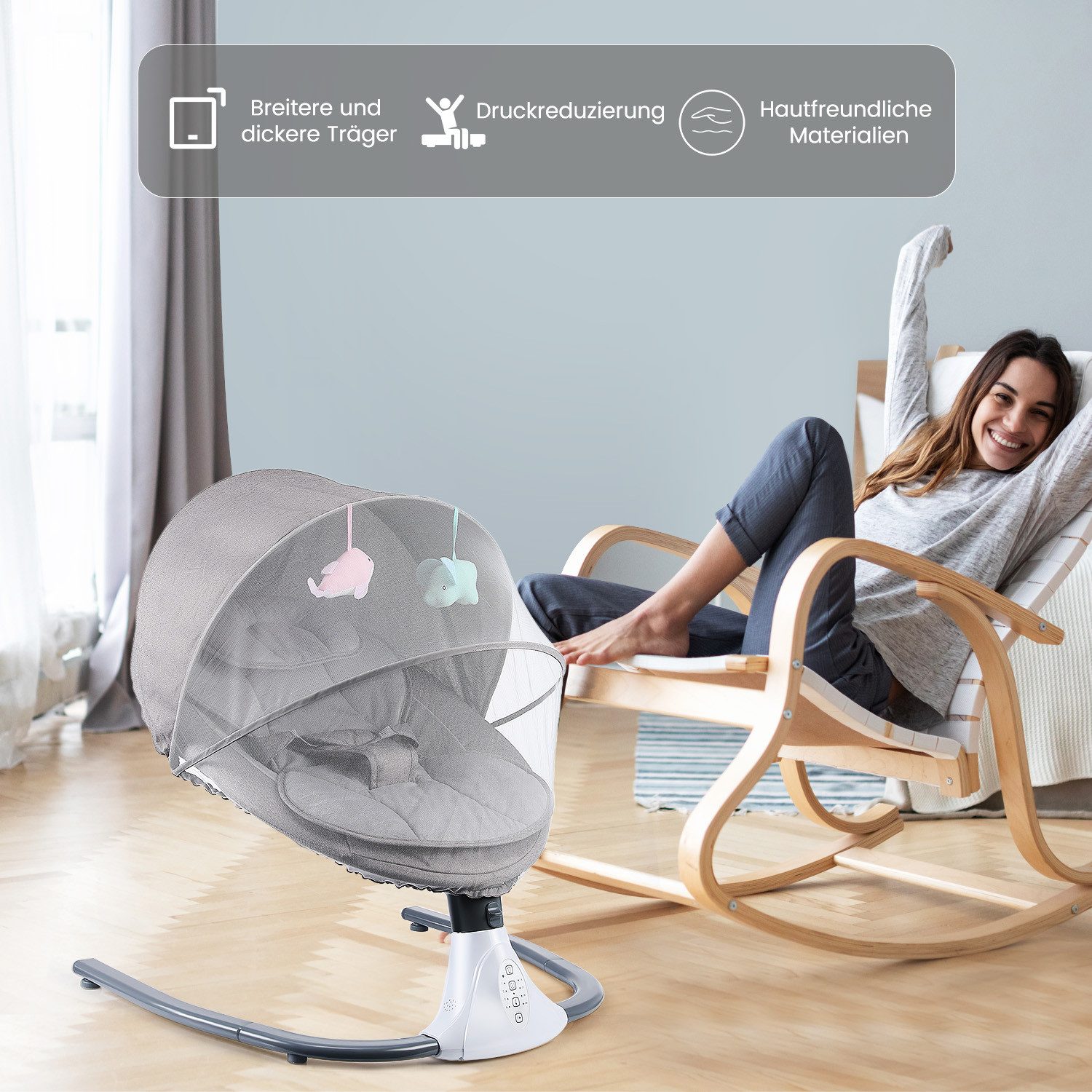 LOVONLIVE Babywippe Intelligenter elektrischer Babyschaukelstuhl, faltbar, günstig online kaufen