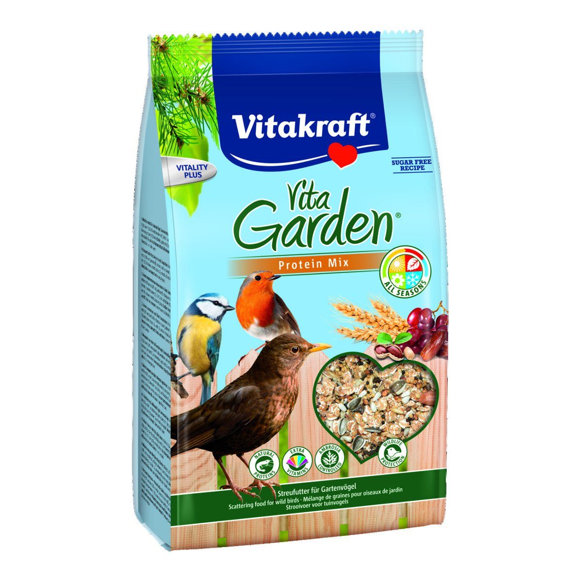 Vitakraft Vita Garden Streufutter Protein Mix, 1kg, Hauptfutter für: freilebende Vögel von Vitakraft