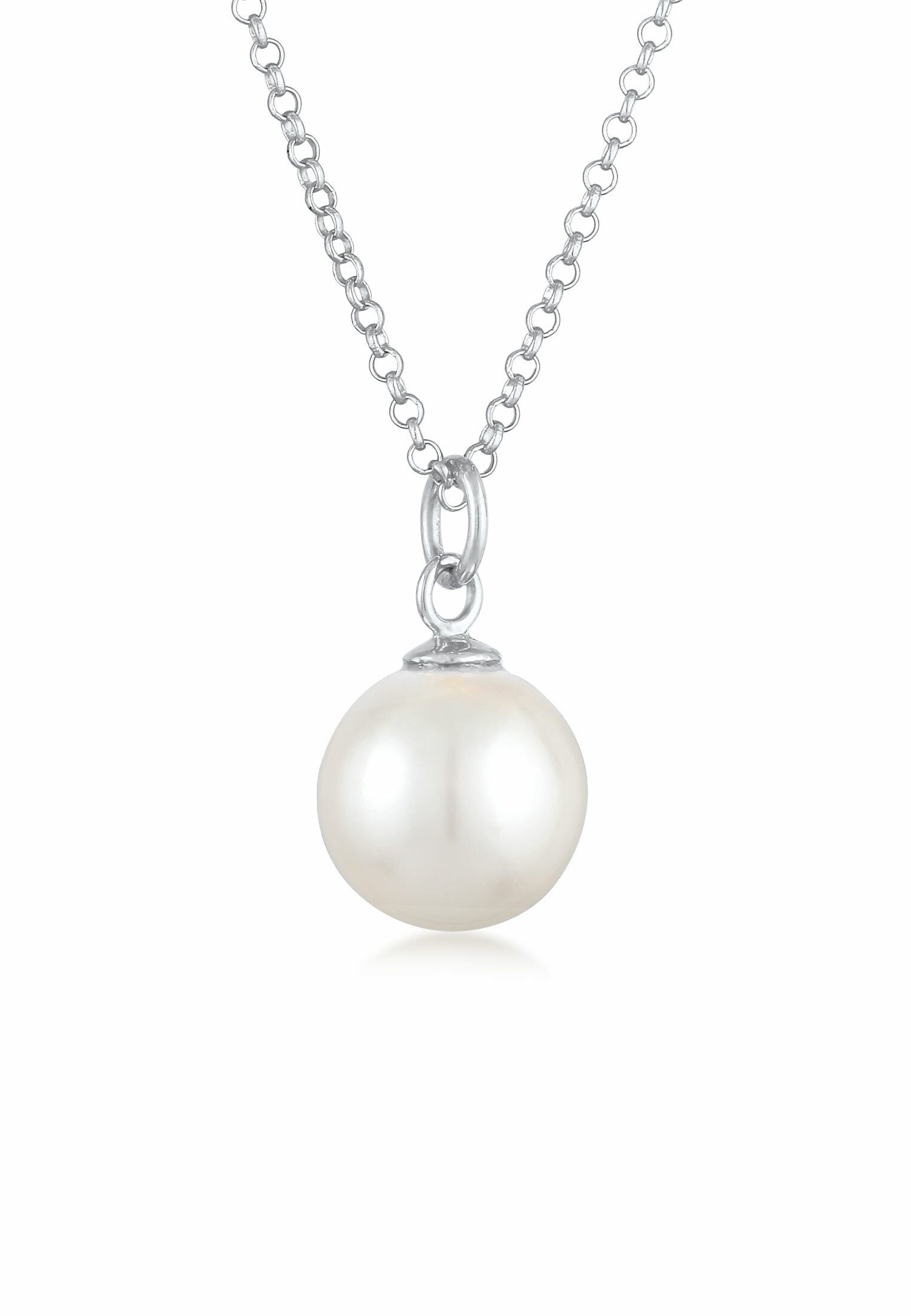 Nenalina Perlenkette Perlen Anhänger Rund Klassik 925 Silber