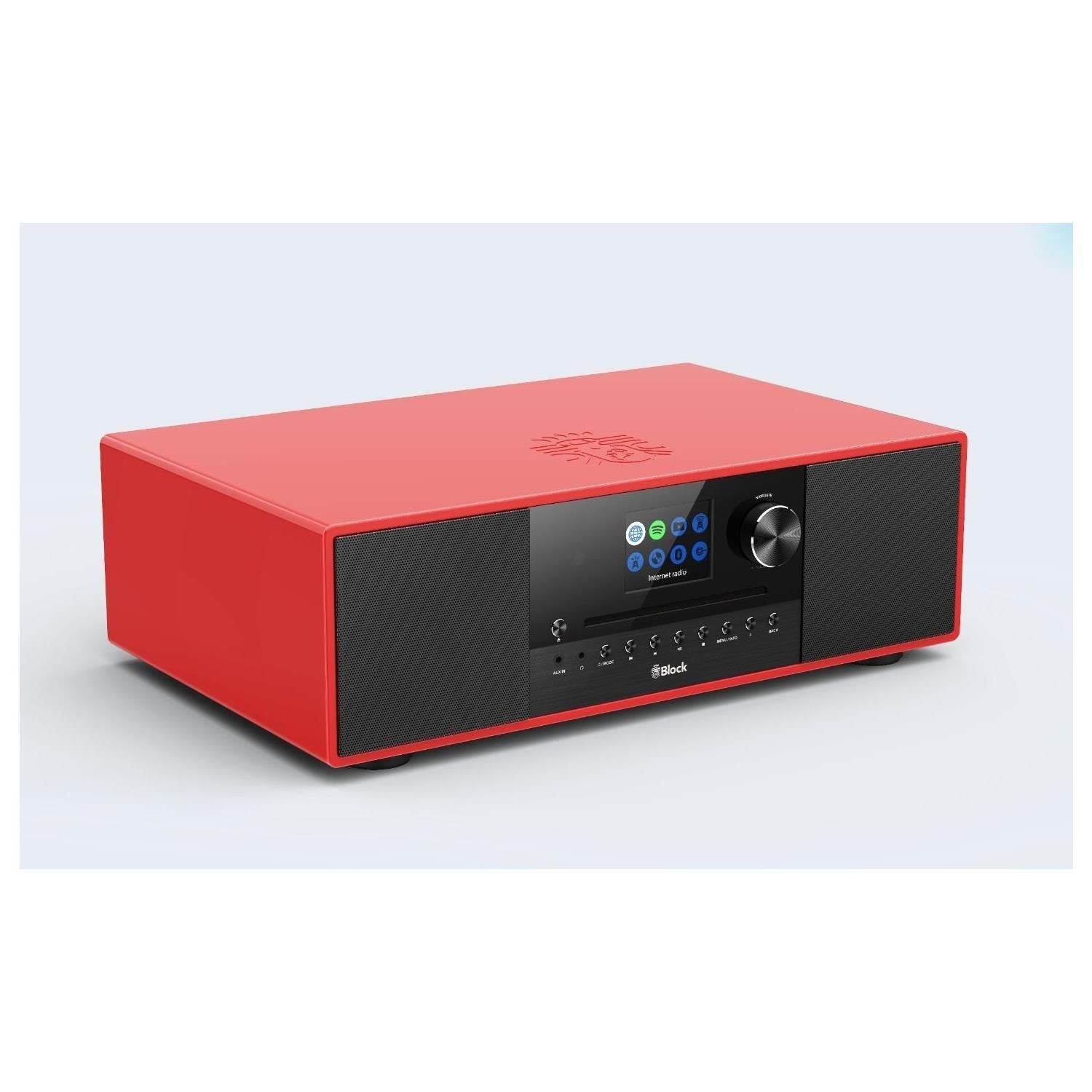 (Farbdisplay,Bluetooth, (DAB) Block DAB+ Digitalradio Internetradio Digitalradio CD Display UKW USB, rot Connected-Room) MKII dimmbares Systemfernbedienung, SR-200