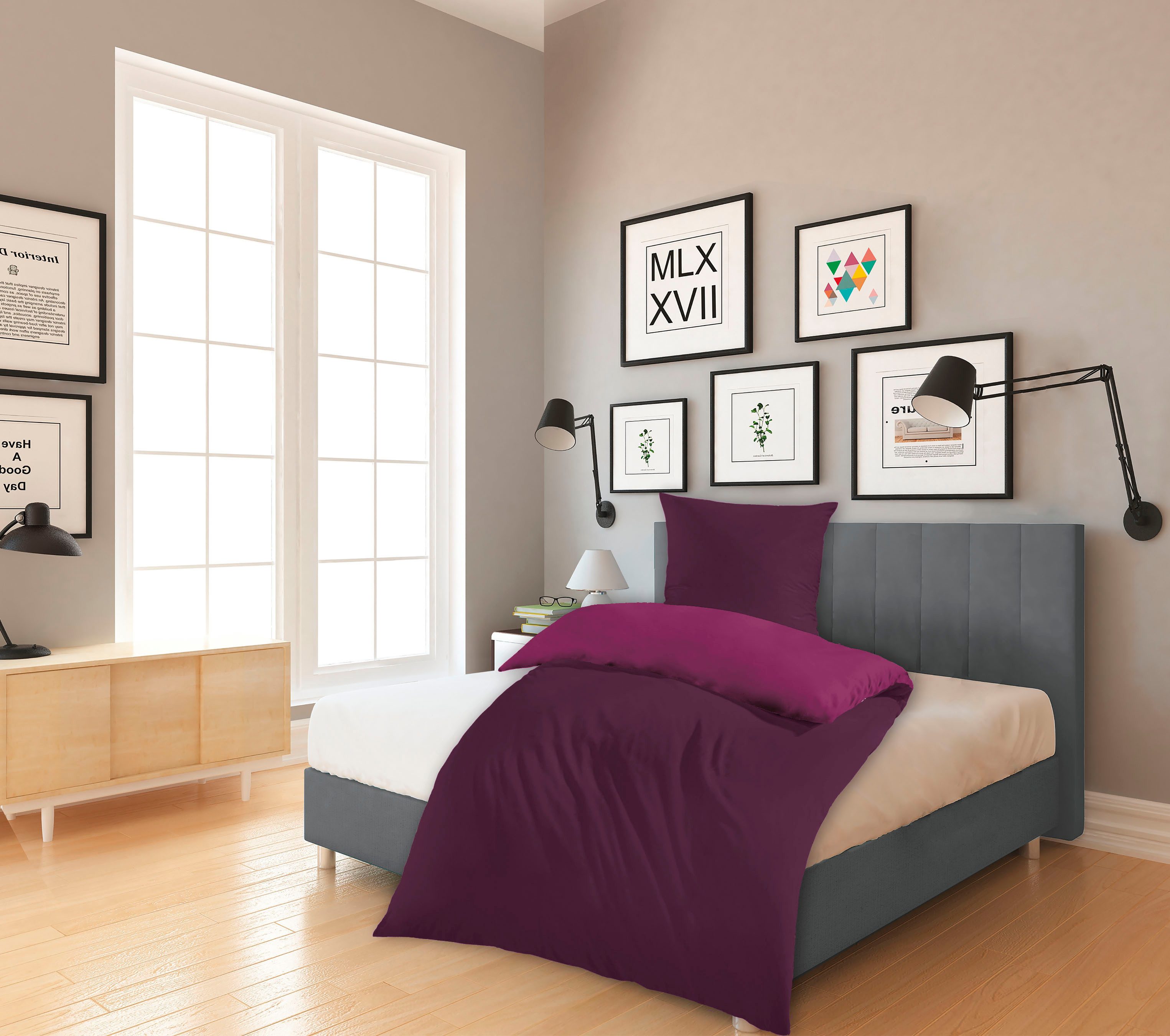 KiNZLER Wendebettwäsche Wendebettwäsche Mikrofaser Flanell Bettwäsche "Cash günstig online kaufen