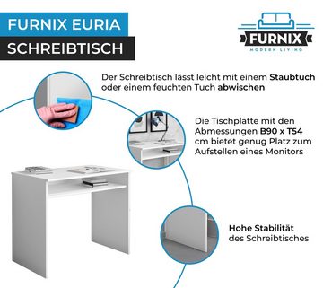 Furnix Schreibtisch 90x54 cm EURIA 09 Arbeitsplatz mit offenen Ablage Auswahl, Masse B90 x H74,5 x T54 cm, kompakt, ideal für kleine Räume