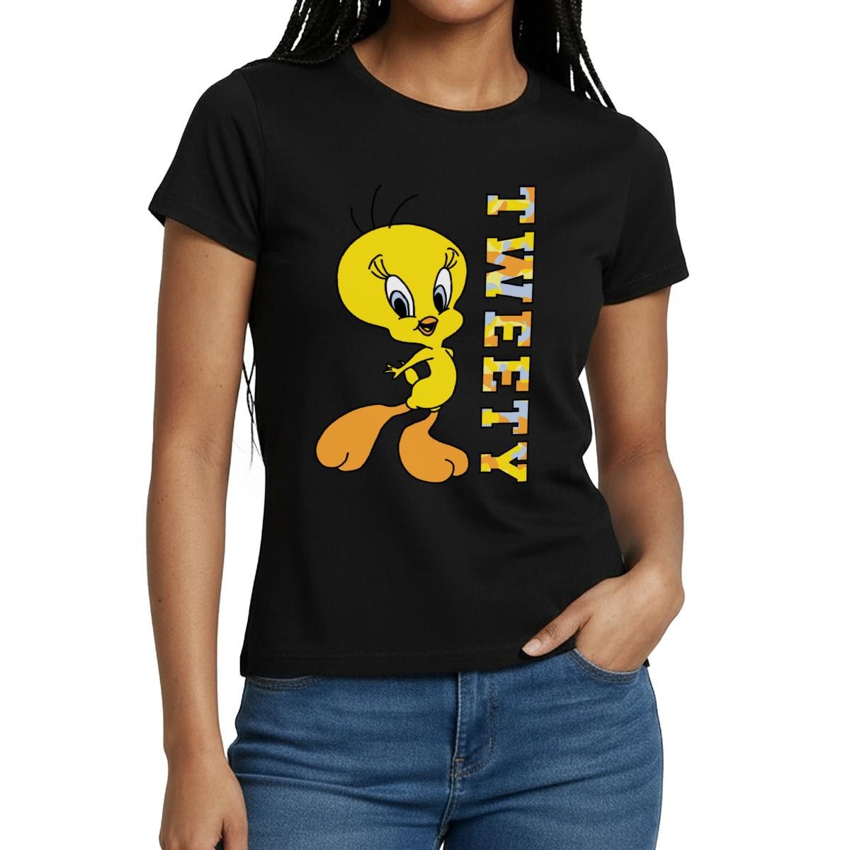 Spreadshirt T-Shirt Looney Tunes Tweety Camouflage Frauen T-Shirt (1-tlg) günstig online kaufen