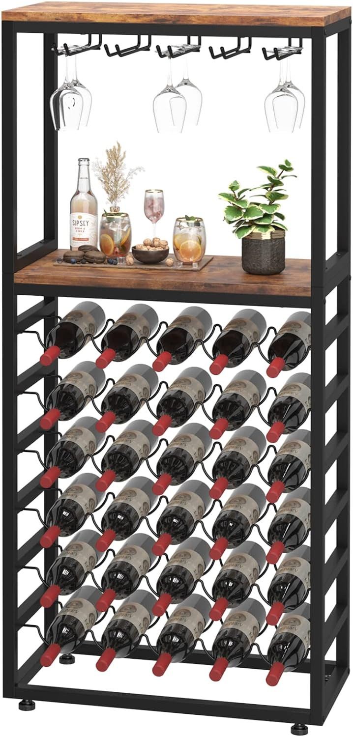 YOLEO Weinregal 6 Etagen Flaschenregal für 30 Flaschen mit Glashalter und T günstig online kaufen