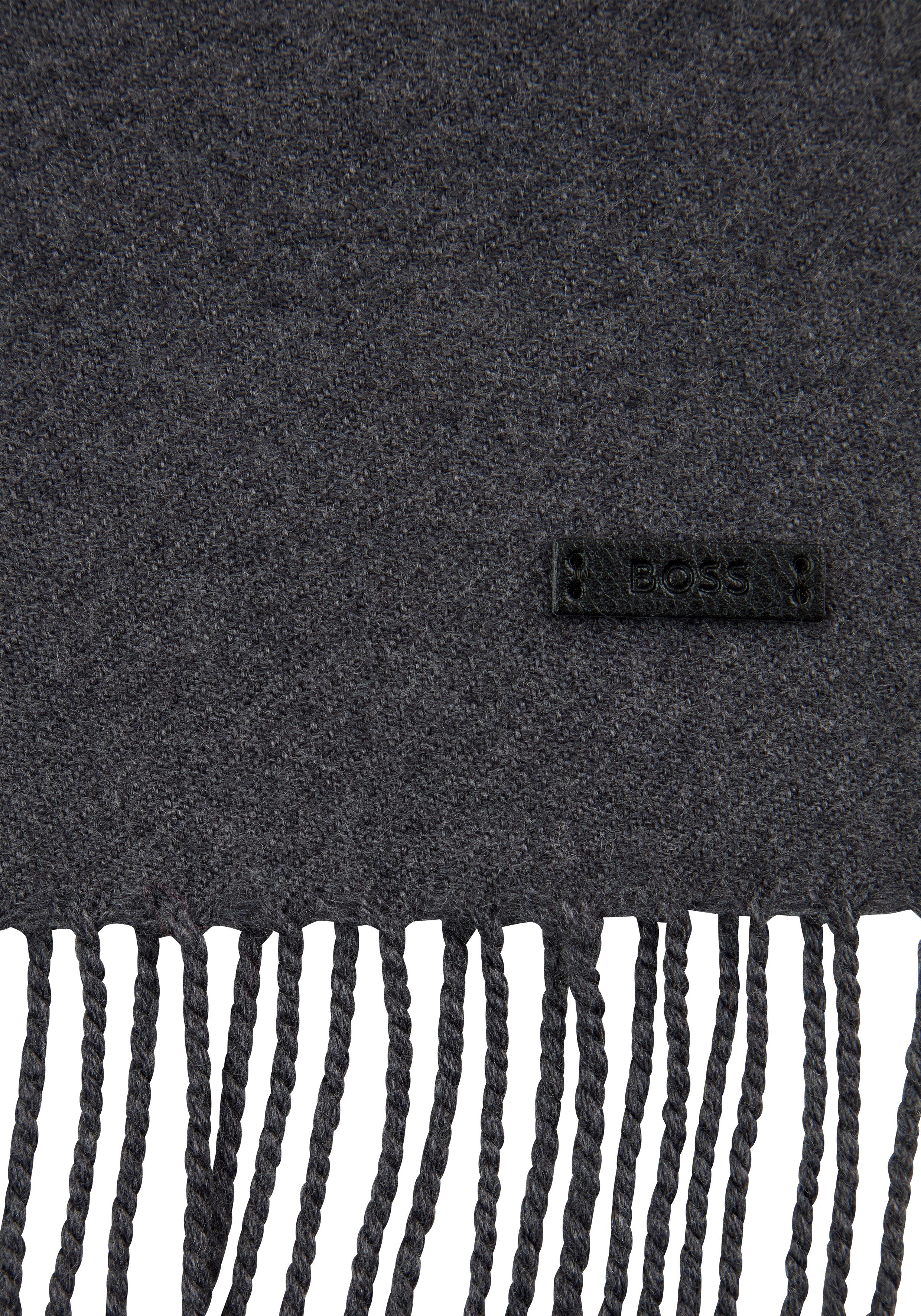 BOSS Wollschal Naster 35*180, mit gedrehten Fransen 100% Wolle Lederlabel P günstig online kaufen