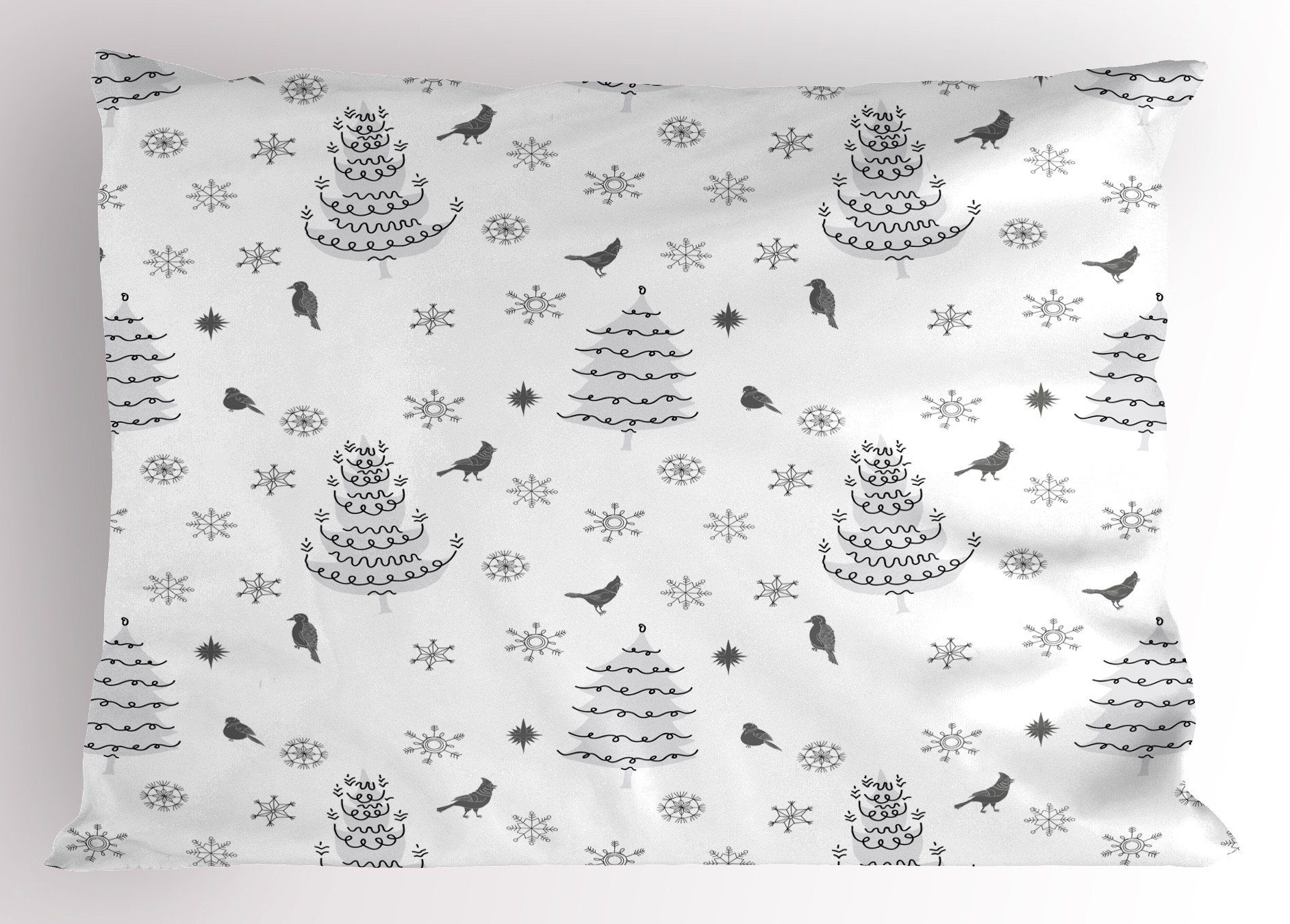 Schneeflocken Standard Abakuhaus King Size Winter-Bäume (1 Dekorativer Stück), Gedruckter Weihnachten Kissenbezug, Kissenbezüge