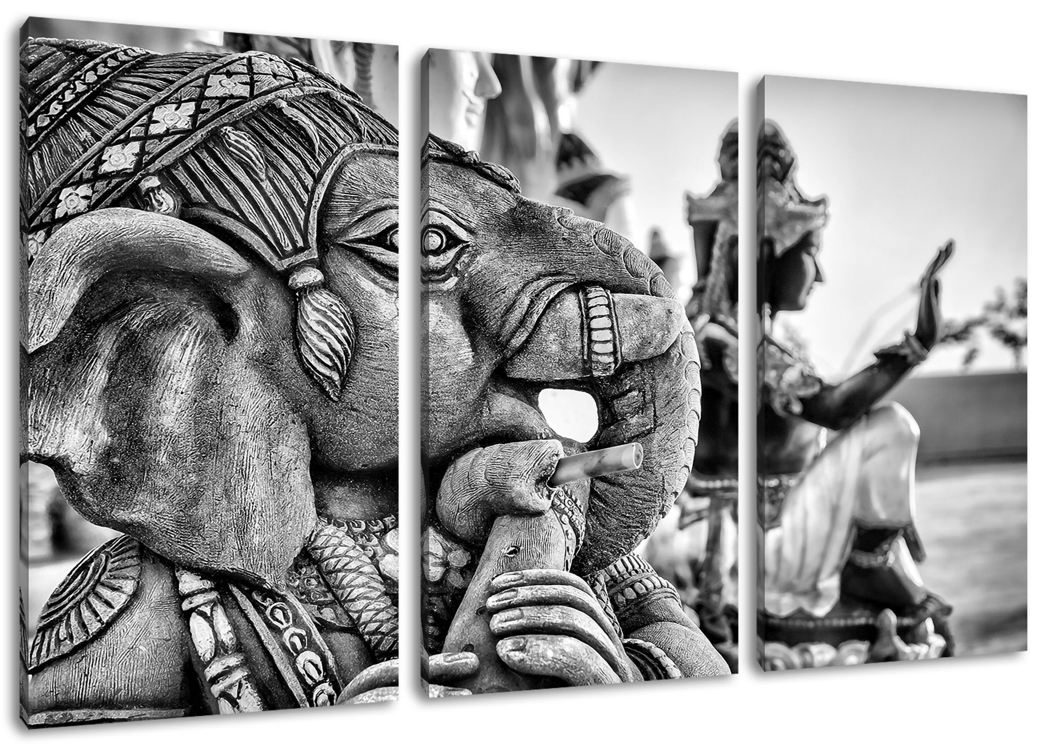 Pixxprint Leinwandbild Elefantengottheit bespannt, 3Teiler Zackenaufhänger fertig Thailand, Thailand (120x80cm) Leinwandbild Elefantengottheit in inkl. (1 St), in
