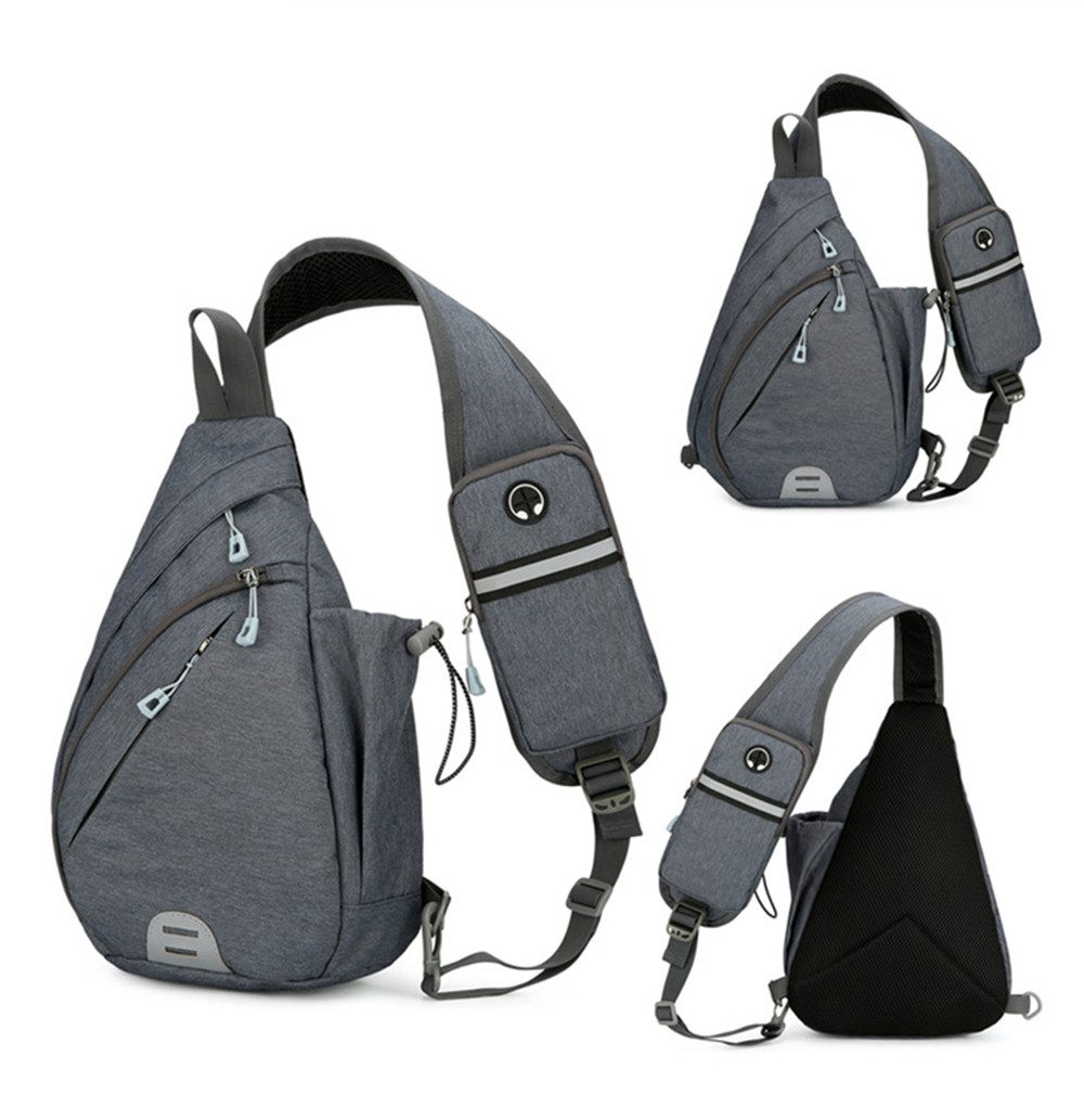 Zaewry Umhängetasche Sling Chest Crossbody Bag,Wasserdicht Schultertasche,mit Kopfhörerloch, Geeignet für Reisen, Fitnessstudio, Wandern, Büro, Radfahren usw.