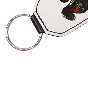 Mr. & Mrs. Panda Schlüsselanhänger Stinktier Blume - Weiß - Geschenk, Träume, Taschenanhänger, Schlüssel (1-tlg), Trägt Botschaft