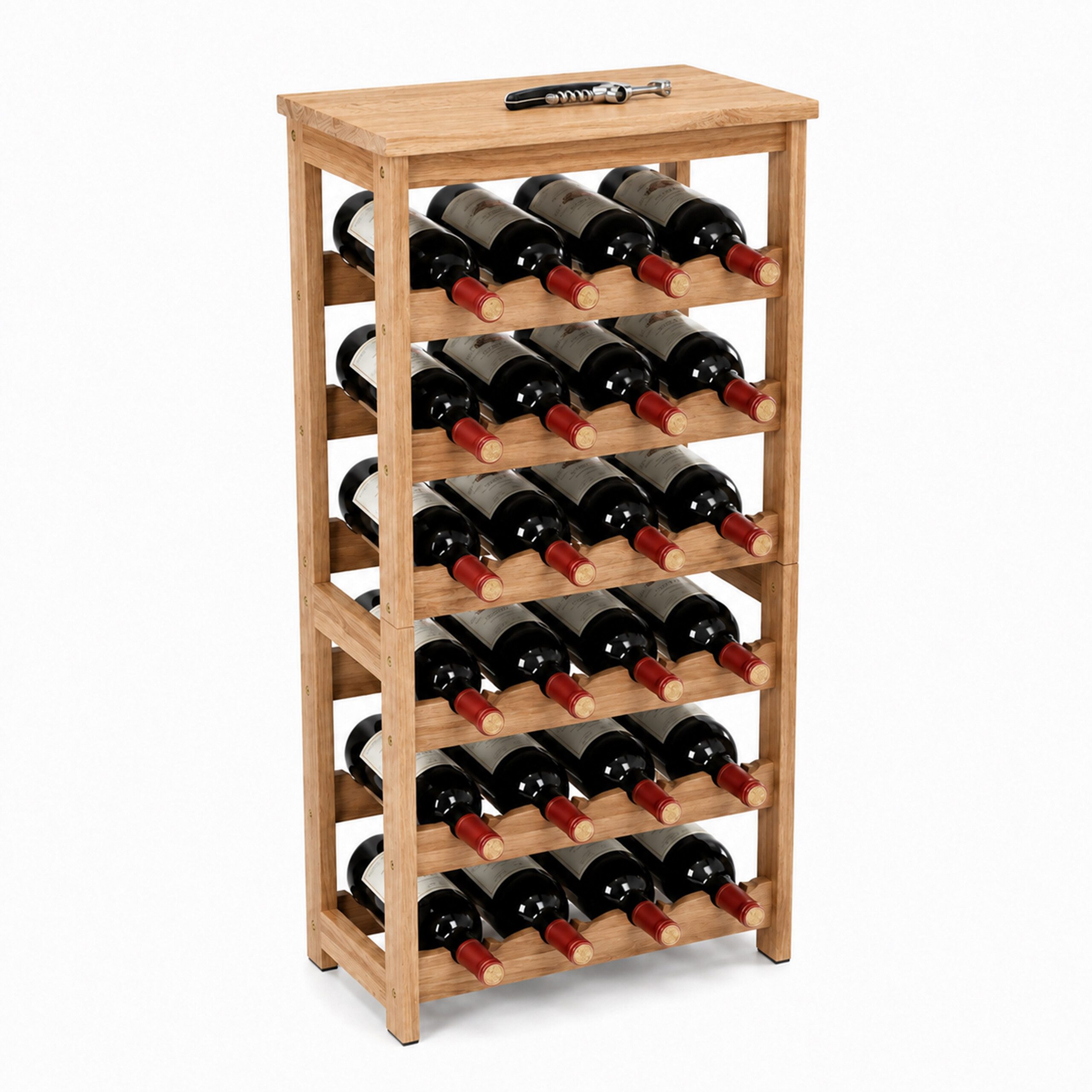 relaxdays Weinregal für 24 Flaschen Holz, 1-tlg., natur