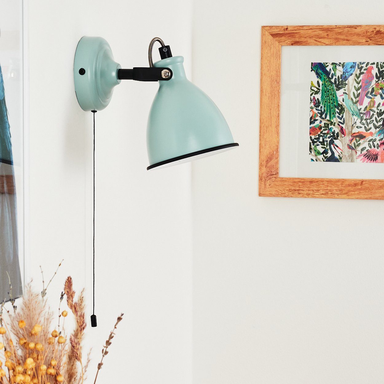 hofstein Wandleuchte »Spadacenta« Wandlampe, Metall, Türkis matt/Weiß/Schwa günstig online kaufen