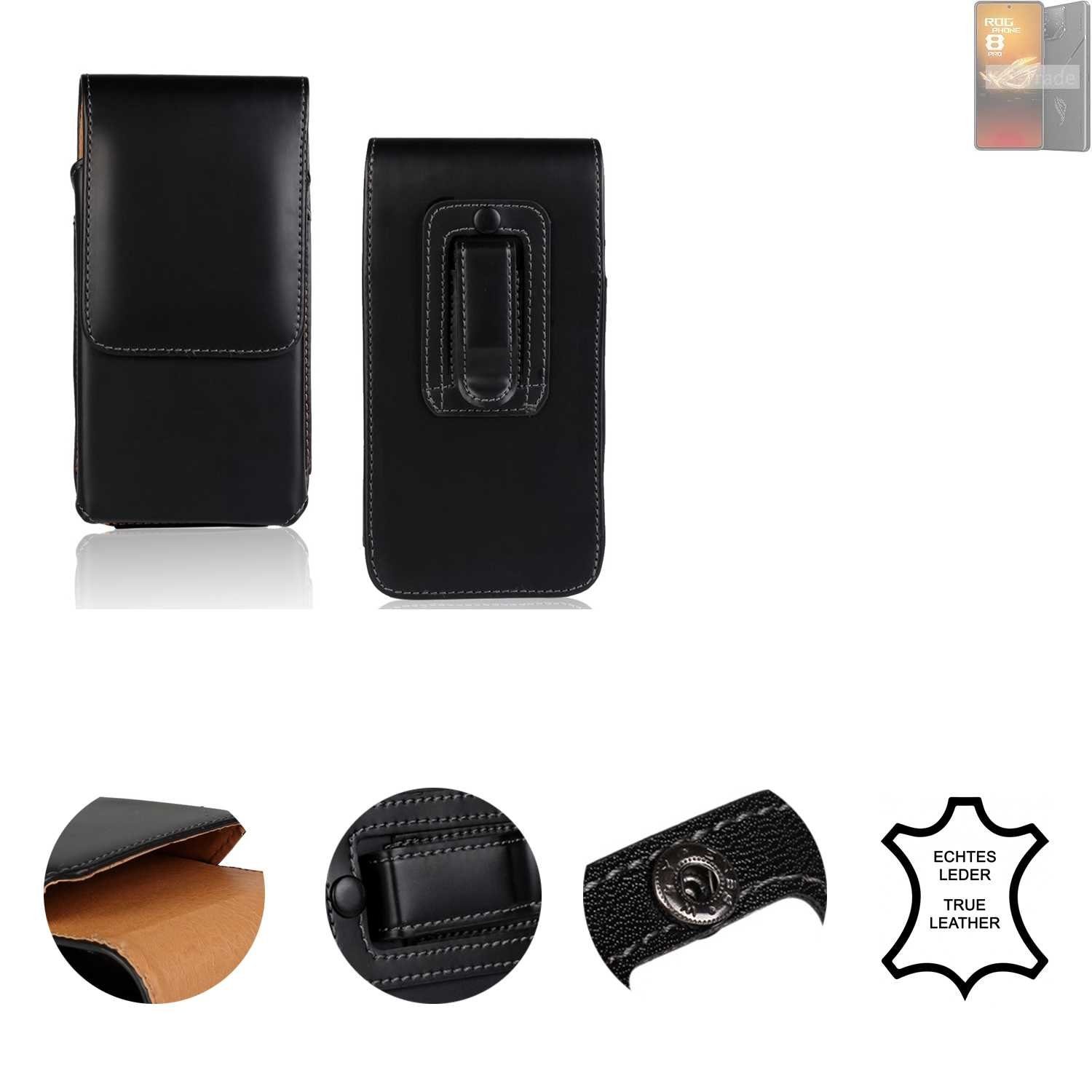 K-S-Trade Handyhülle für Asus ROG Phone 8 Pro, Holster Gürteltasche Handy Hülle Schutzhülle Handyhülle Leder