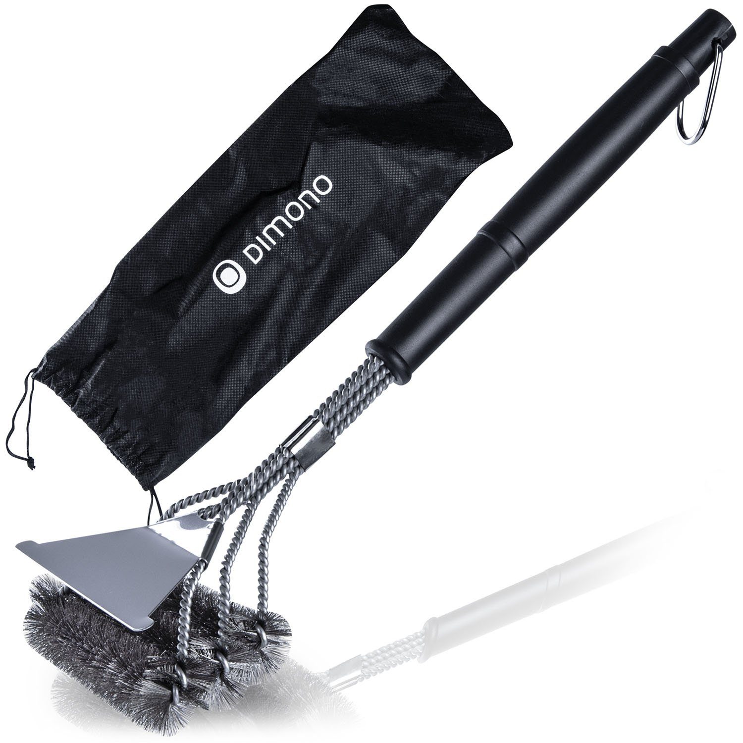 Dimono Grillbürste 360° Grillbürste aus Edelstahl – Hochwertiges BBQ Reinigungswerkzeug, Profi, BBQ, Bürste, (aus Edelstahl), mit Tasche