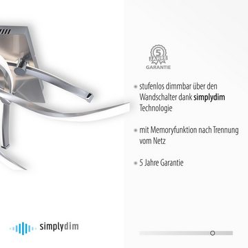 Paul Neuhaus Deckenleuchte POLINA, Memory, nach Trennung vom Netz, LED fest integriert, Warmweiß, LED, dimmbar, Simply Dim, Memory, nach Trennung vom Netz