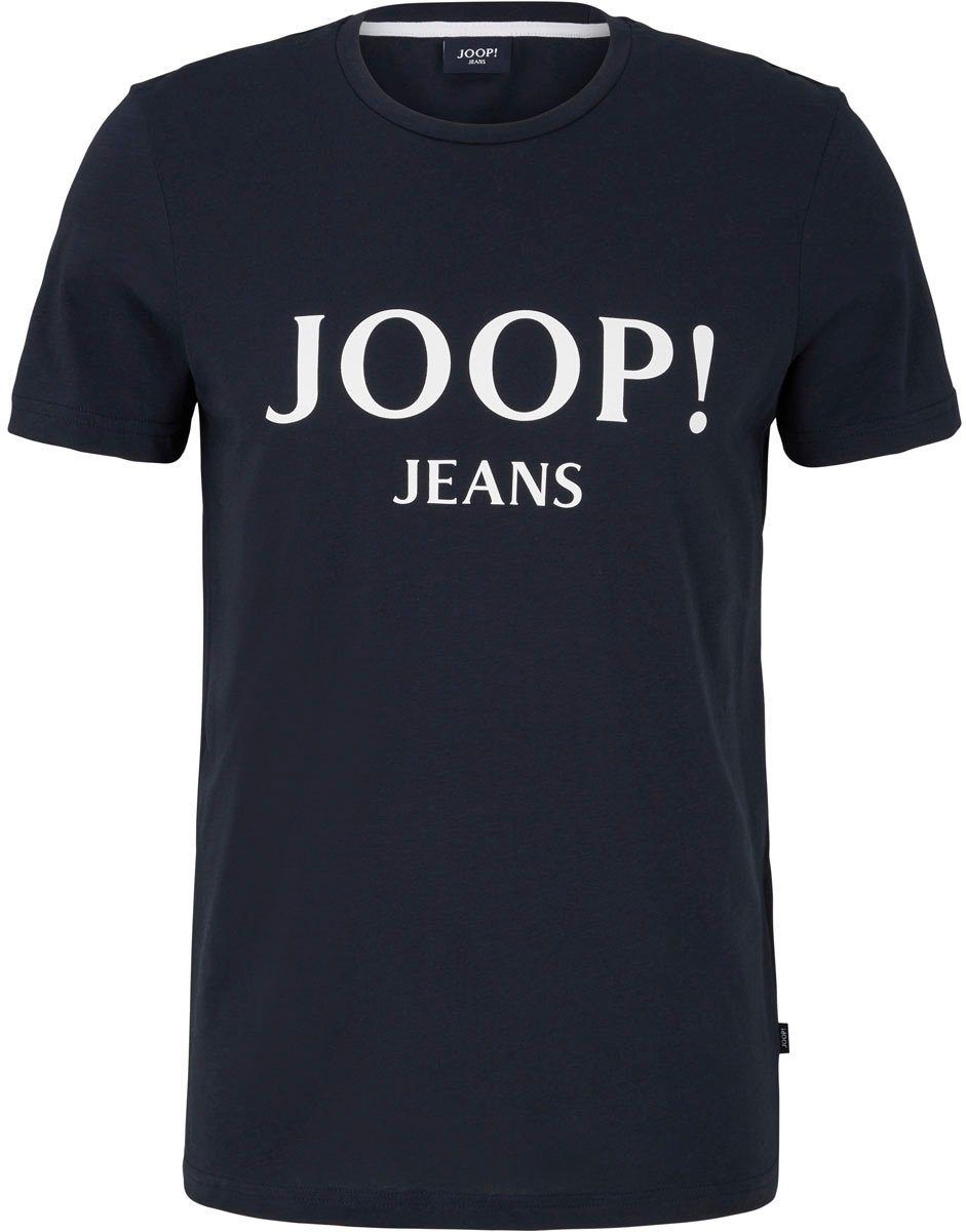 Joop Jeans Rundhalsshirt Blue mit JJJ-09Alex Logo-Frontprint Dark