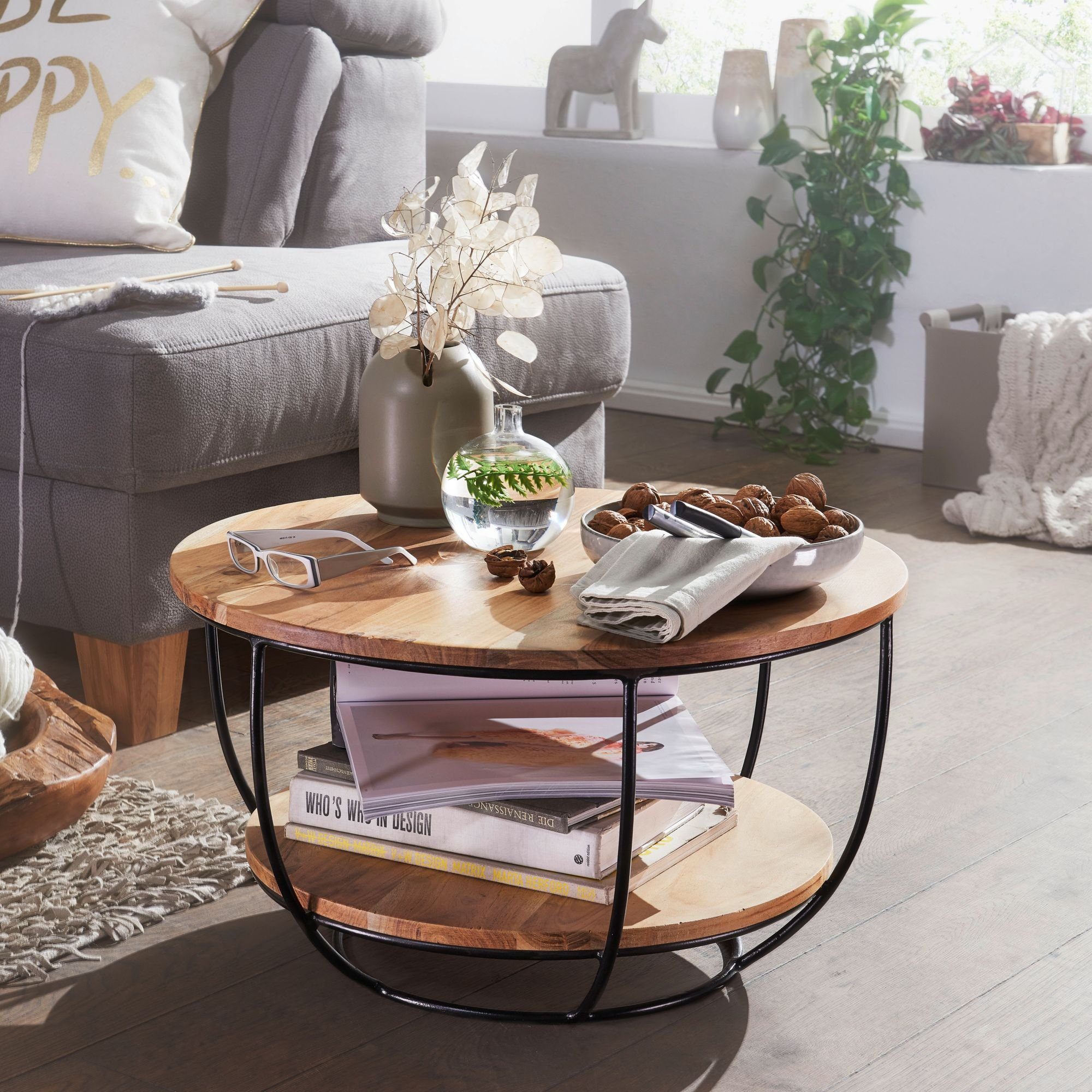 lovingHome® Couchtisch Couchtisch 60x34,5x60 cm Akazie günstig online kaufen