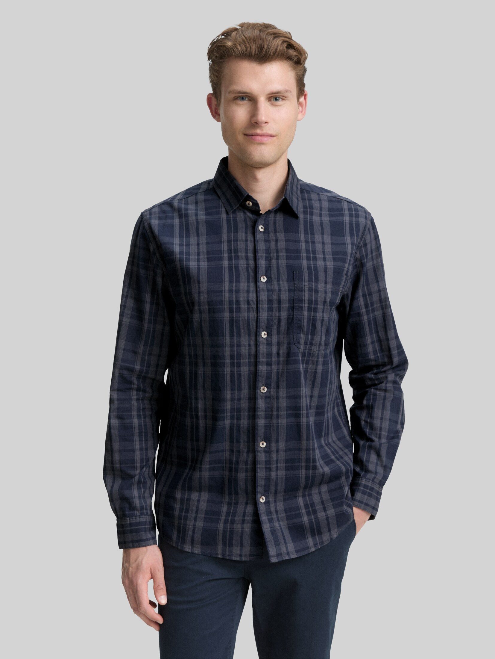 TOM TAILOR Langarmhemd Blusen & Shirts Regular Fit Hemd mit Karo-Muster