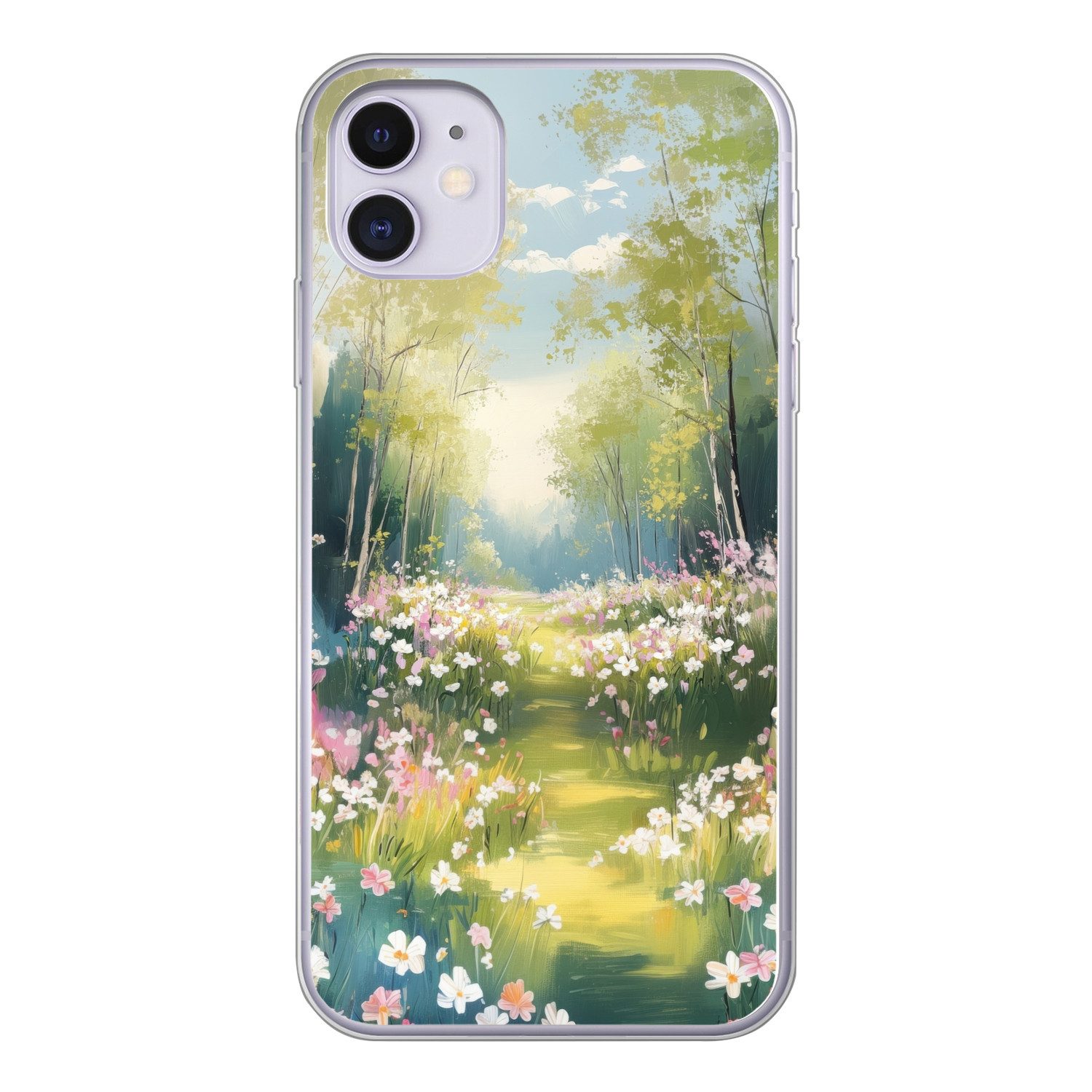 MuchoWow Handyhülle für Apple iPhone 11 Wald - Malerei - Farbenfroh, Smartphone-Bumper, Print, Handy Schutzhülle Dünn