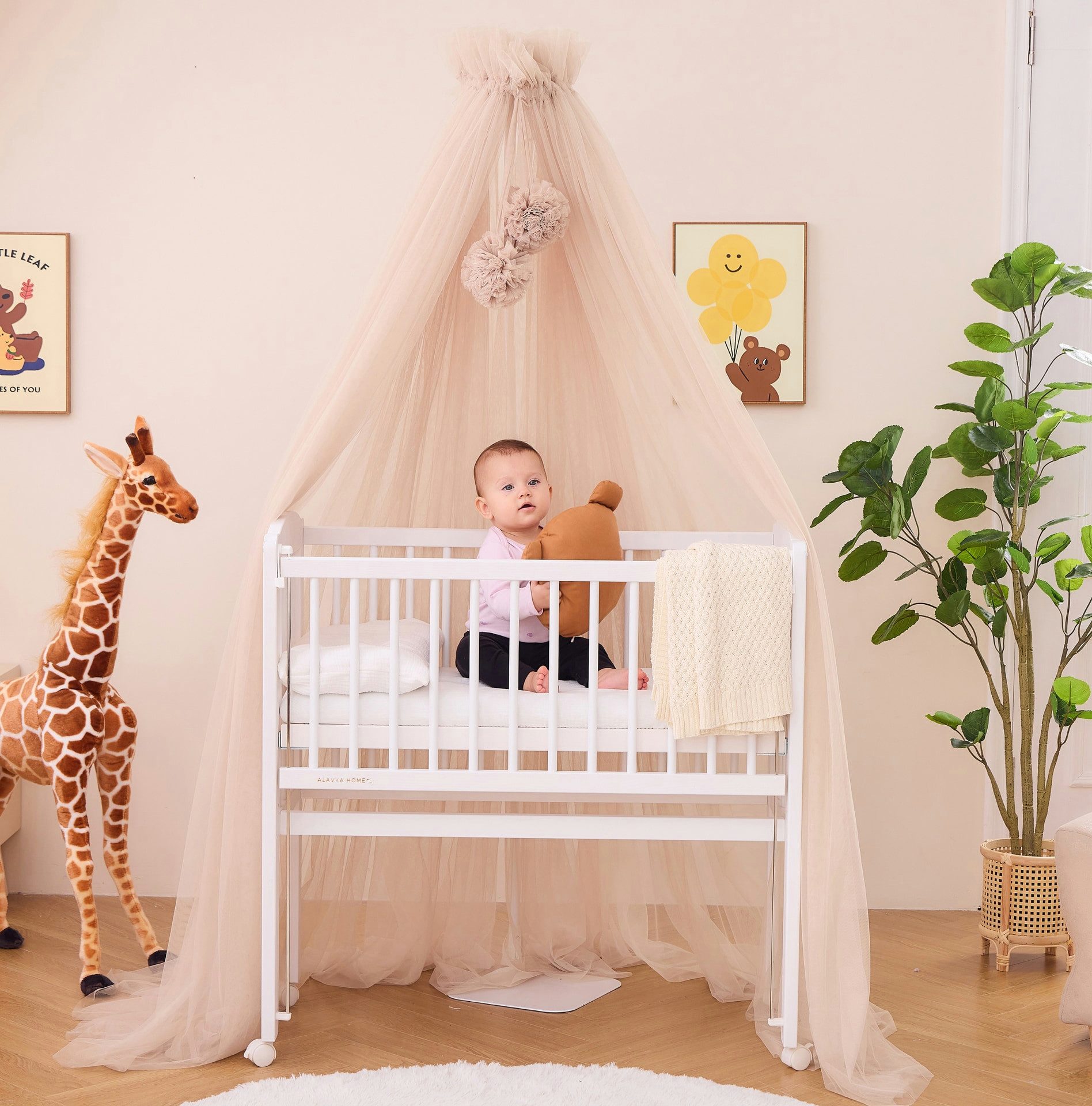 Alavya Home® Betthimmel Alavya Home Betthimmel mit Pompons Baumwolle - Beige
