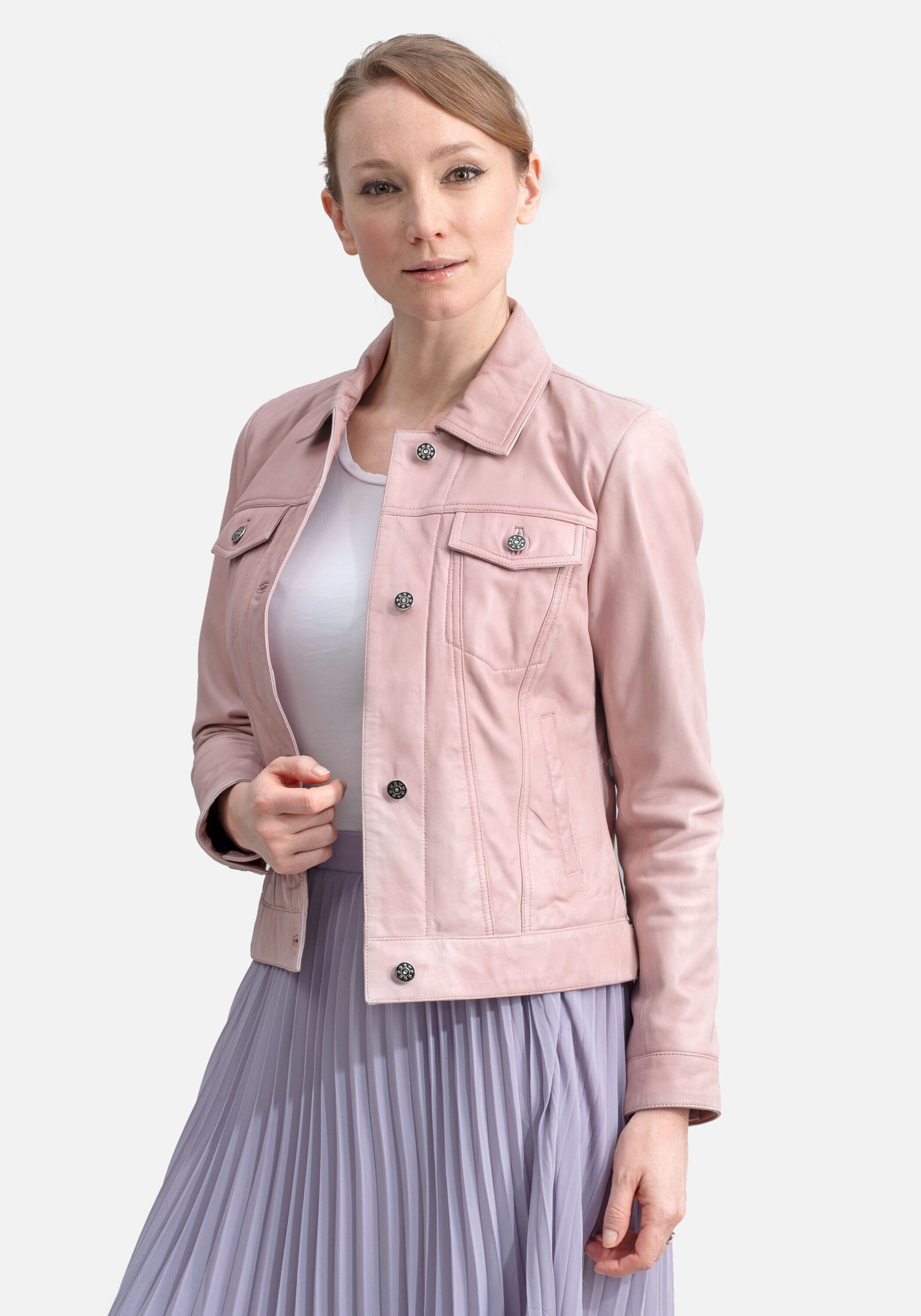 18N62 Lederjacke NEBARBADOS (1-St) in Jeansjacken-Optik aus leichtem Lammna günstig online kaufen