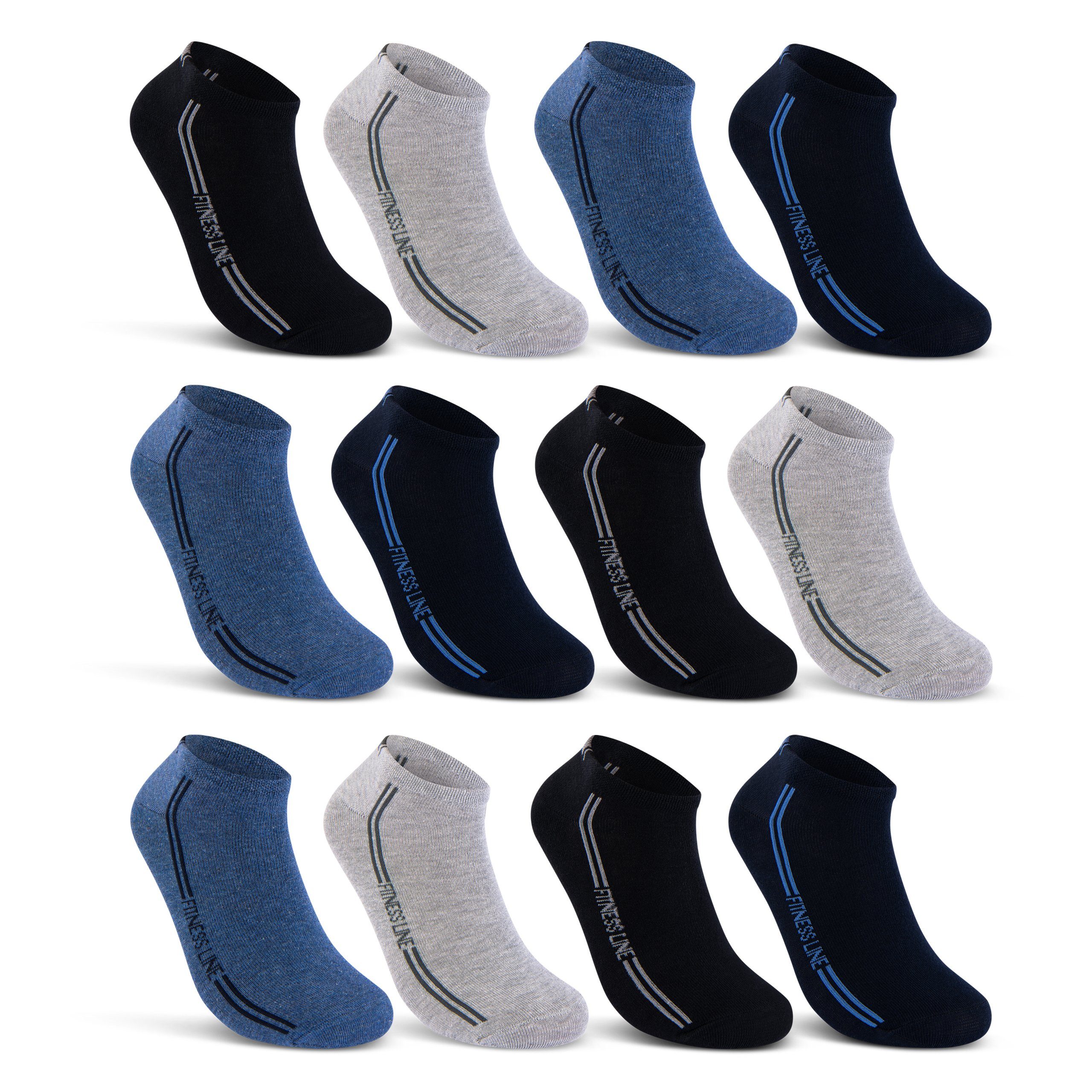sockenkauf24 Sneakersocken 8 I 12 I 20 Paar SPORT Sneaker Socken Herren Baumwolle (16777, 12-Paar, 35-38) Atmungsaktiv - 16777 WP