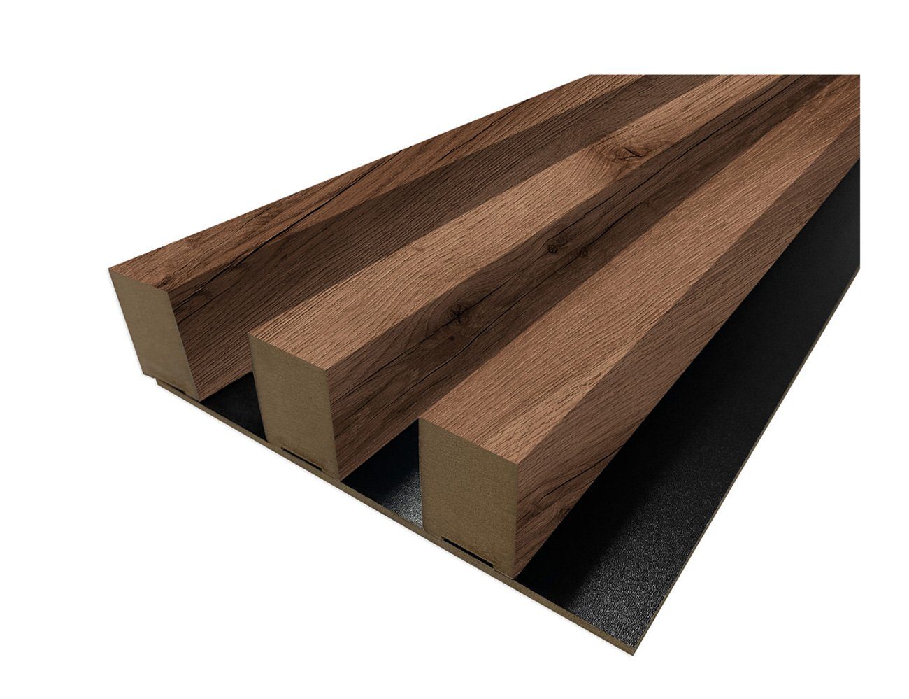 Clamaro Wandpaneel Lamellenwand Set 12 Stück mit Rückwand Holzlamellen 2750x28x37 mm