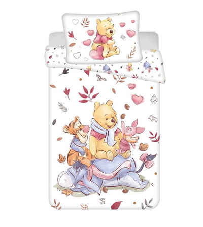 Babybettwäsche Winnie Pooh Kinder Bettwäsche Kopfkissen Bettdecke Disney 100x135 cm, Disney Winnie Puuh, Renforcé, 2 teilig, 100% Baumwolle