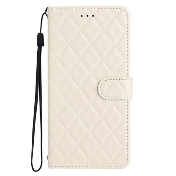 CLM-Tech Handytasche für Samsung Galaxy A15 5G Hülle Tasche aus Kunstleder Klapphülle (Galaxy A15 5G Bookstyle Klappetui Diamanten kariert schwarz, beige, rosa, hellblau, Handyhülle Wallet Flip Case Cover Etui), Schutzhülle mit Standfunktion, Kartenfächer, und Magnetverschluss