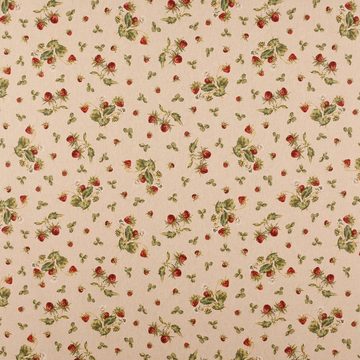 Vorhang SCHÖNER LEBEN. Vorhang Strawberrys Growing Erdbeeren natur rot grün 2, SCHÖNER LEBEN., Smokband (1 St), blickdicht, Kunstfaser, handmade, made in Germany, vorgewaschen