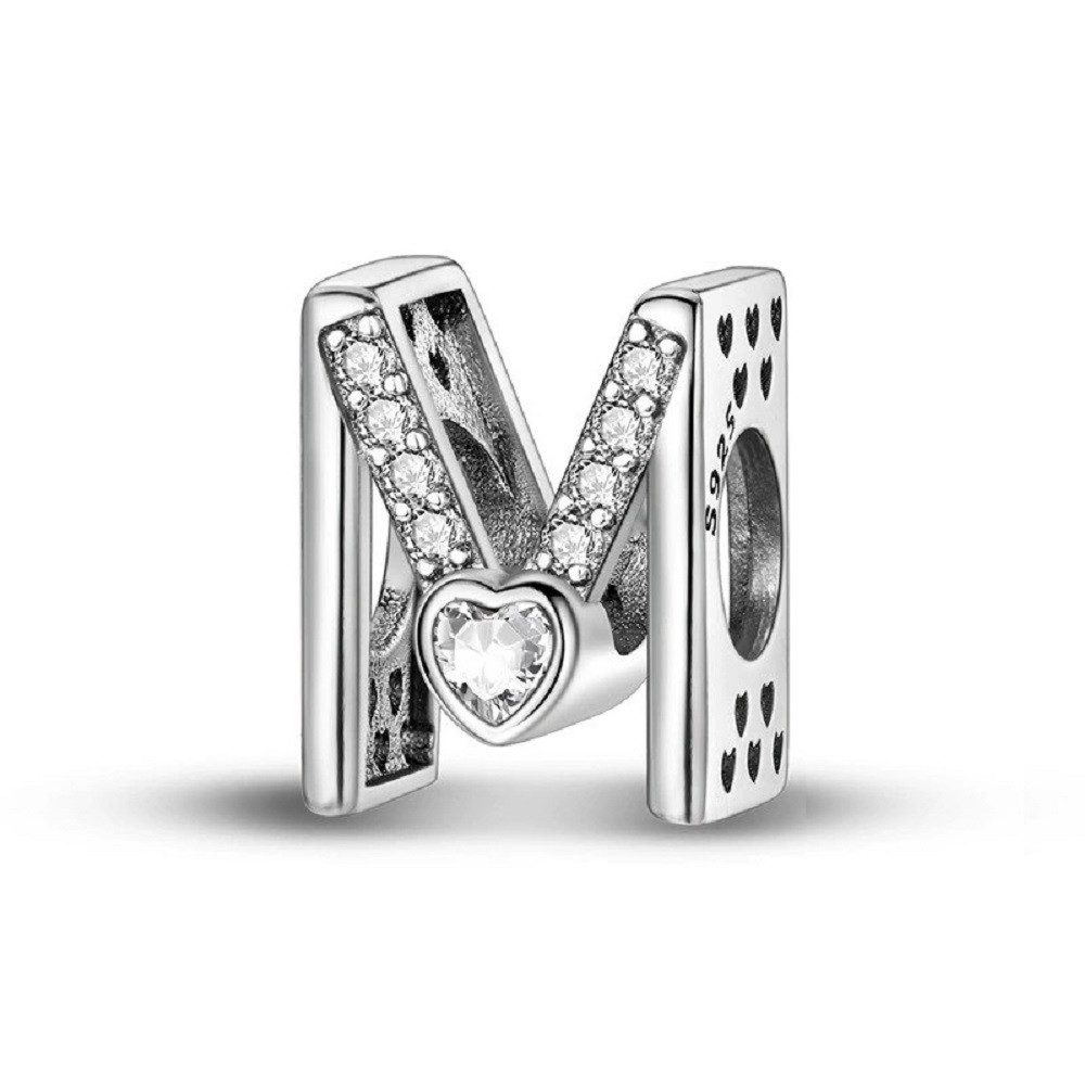 PANDACHARMS Charm Buchstabe Alphabet A-Z Block Buchstabe für Charm Armband, 925 Silber, Zirkonia – Bild 3 von 3
