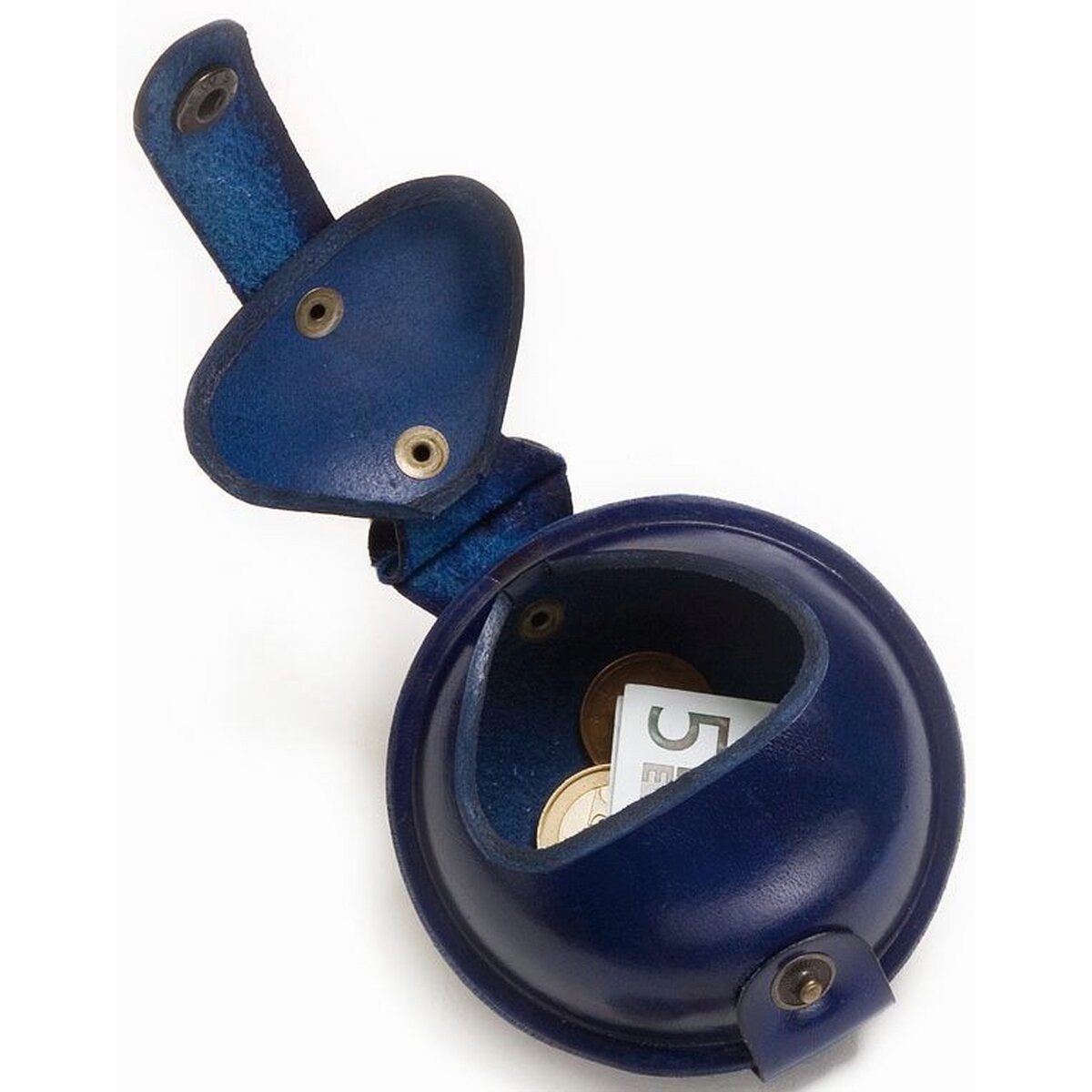 Mika Gürteltasche Schlüsselanhänger / Kleingeldbörse groß Sattelleder 9cm blau