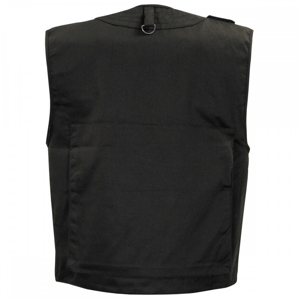 Weste, Anglerweste Rückentasche Ausführung Reißverschluss XXL schwarz, aufgesetzte MFH - seitlichem Outdoor große mit schwere