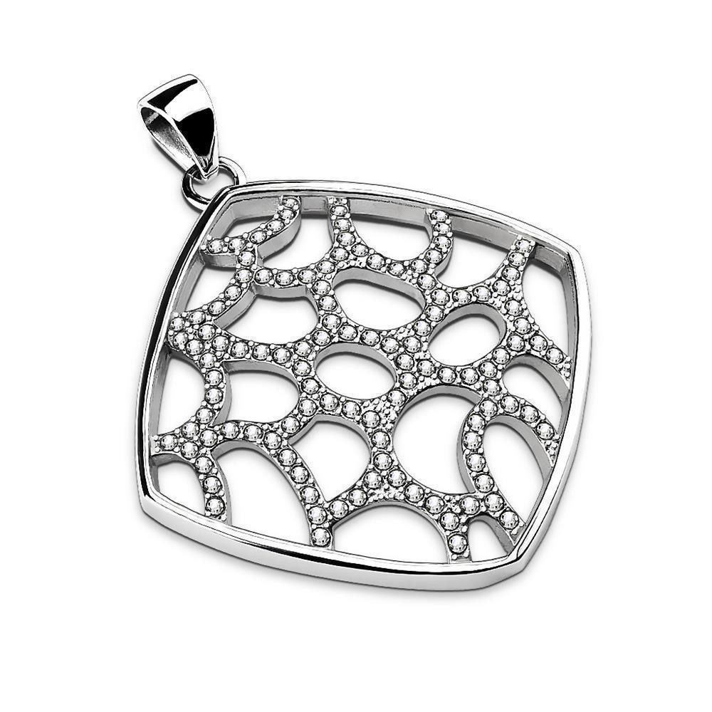 BUNGSA Anhänger Set Anhänger Amulett quadratisch mit Netz Kristallen Edelstahl Damen (1 Paar (2 Stück), 1-tlg), Pendant Halsketten