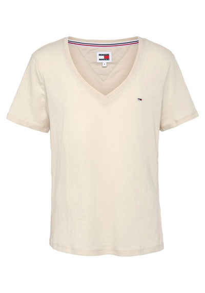 Tommy Jeans V-Shirt mit Tommy Jeans Logo-Flag auf der Brust