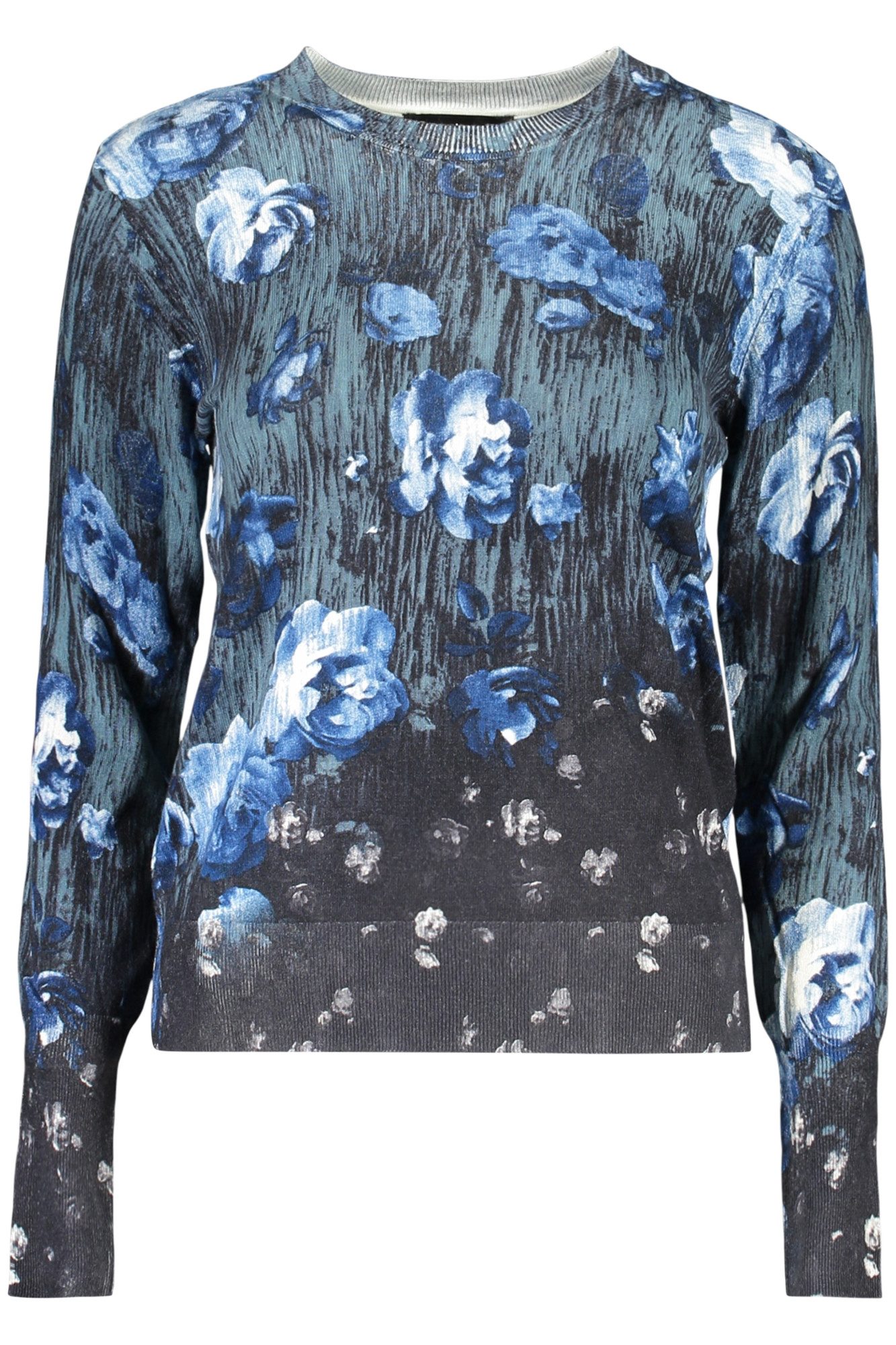 Desigual Strickpullover Blauer Damenpullover mit Muster & Rundhalsausschnitt - Elegant & Styli