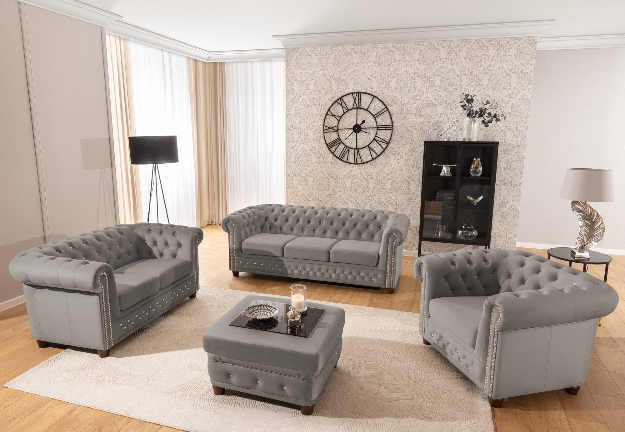 S-Style Möbel Polstergarnitur Chesterfield 3+2+1 Cleo günstig online kaufen