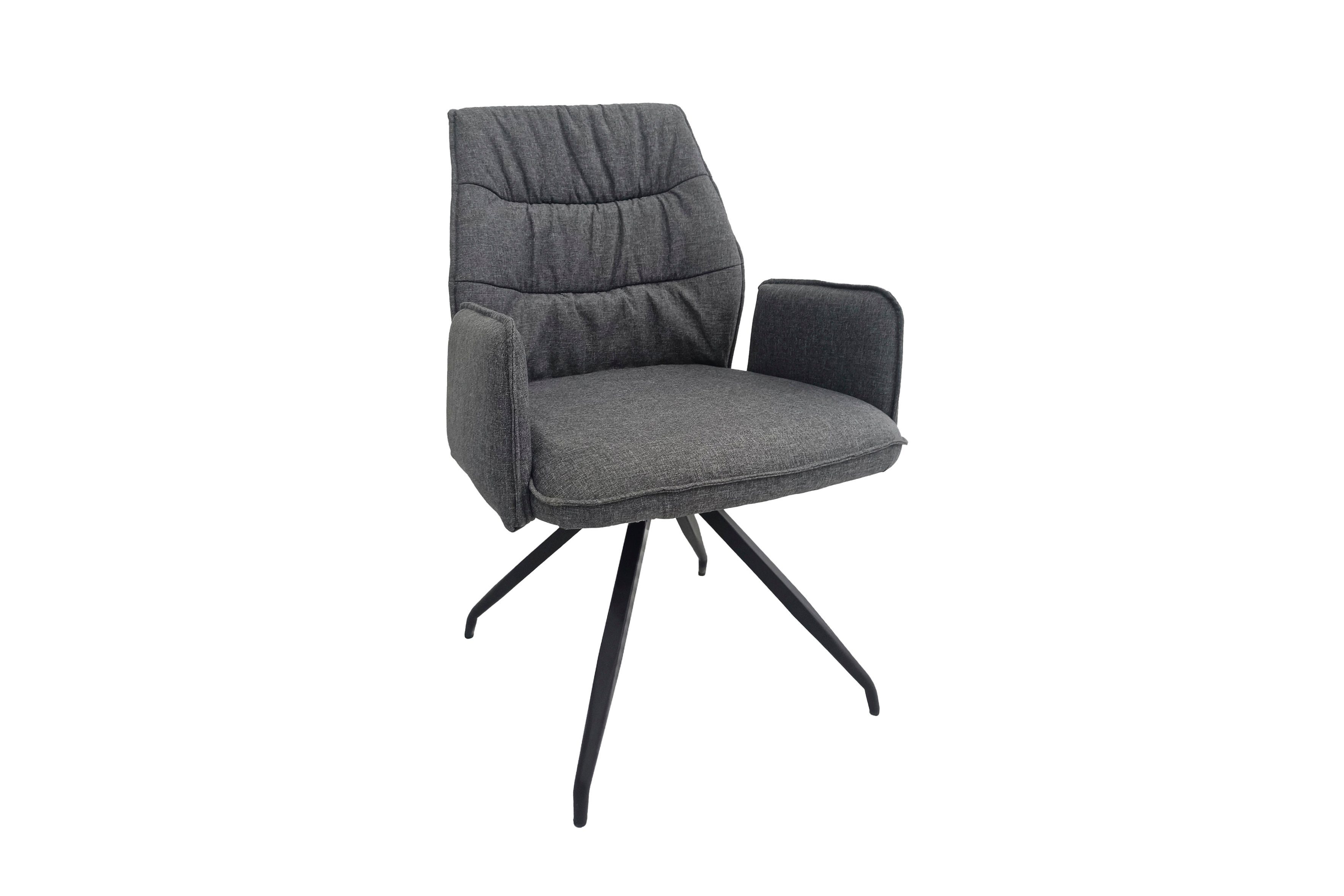 grau, durch Armlehnstuhl in byLIVING Hoher Webstoffbezug (2er-Set, Metallgestell in schwarz), Komfort Polsterung PEG hochwertiger