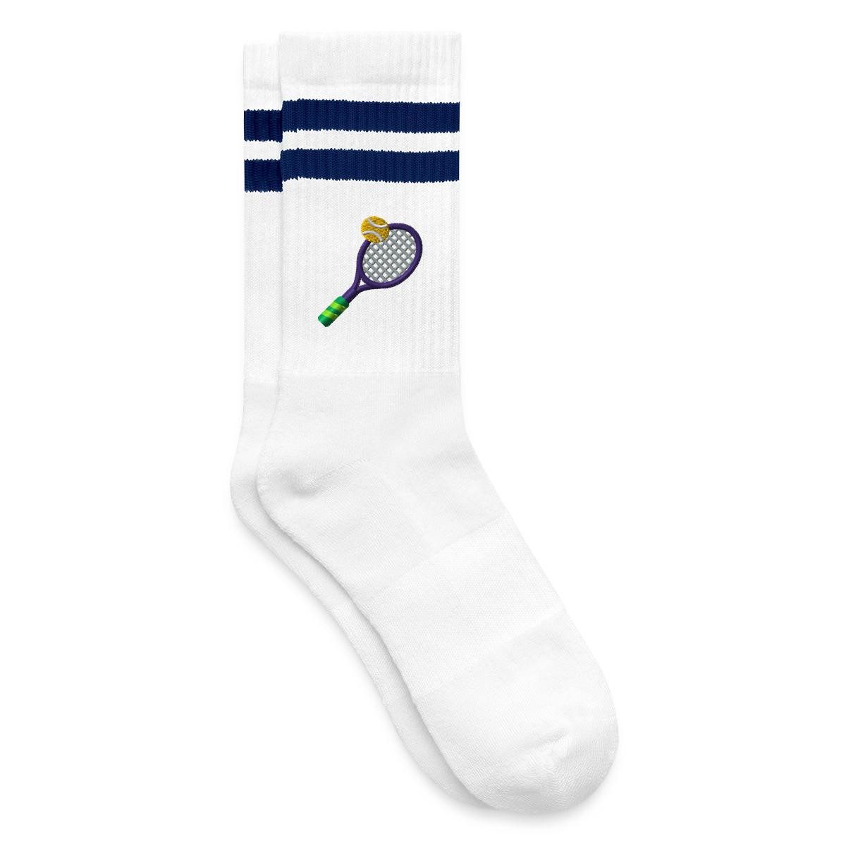 Spreadshirt Socken Stickerei Tennisschläger Gestreifte Tennissocken (1-Paar)