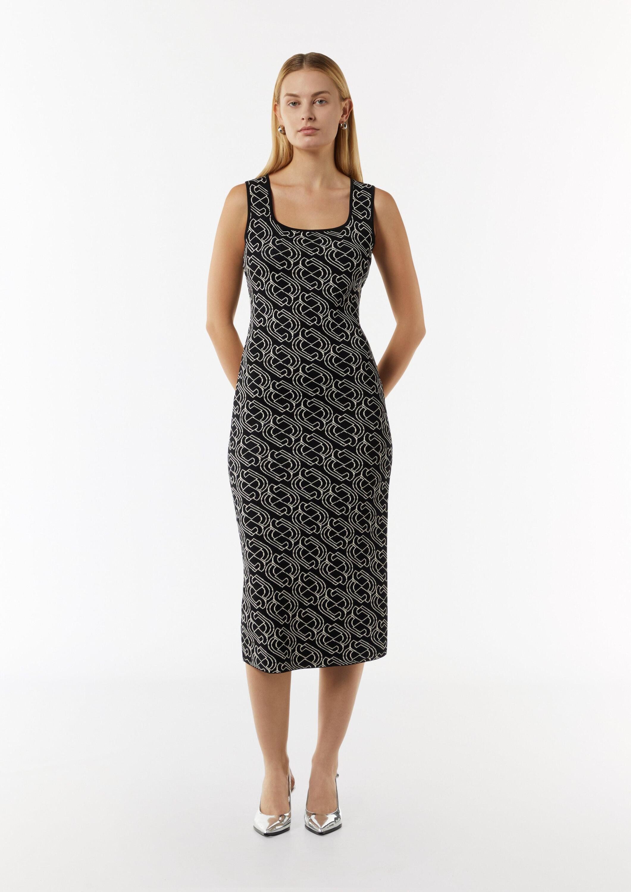 comma Midikleid Kleid Midi-Feinstrickkleid mit grafischem Muster