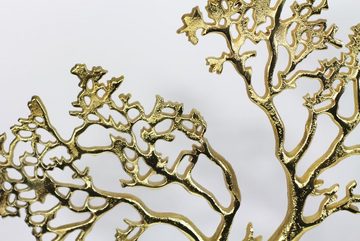 Arnusa Skulptur Lebensbaum 50 x 63 cm Dekofigur Metall Gold, Große Deko Skulptur aus Aluminium und Marmor