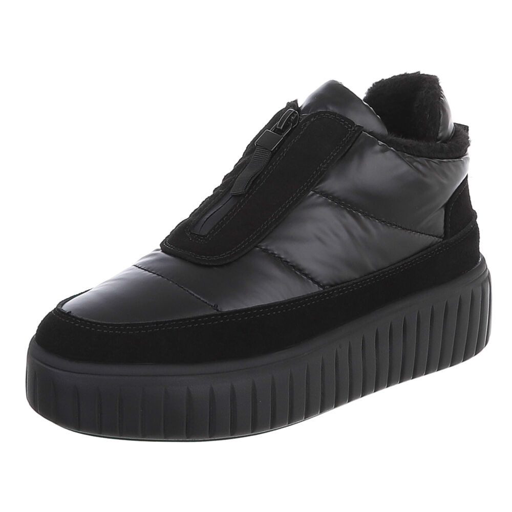 Ital-Design Damen Winter-Sneaker mit Plateau und Reißverschluss Snowboots (92497434) Flach Stiefeletten in Schwarz