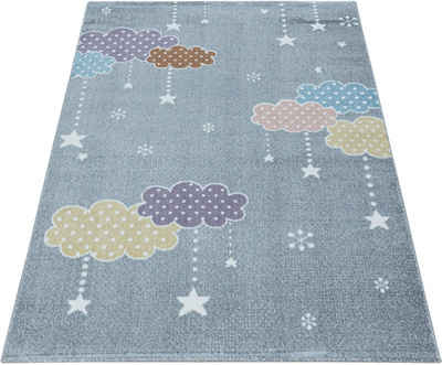 Kinderteppich LUCKY 3611, Ayyildiz Teppiche, rechteckig, Höhe: 11 mm, Kinder Wolken Sterne Motivteppich