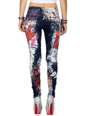 Cipo & Baxx Bikerjeans Bluejeans Hose BA-WD399 mit Nieten Prints im Auffälligen Design