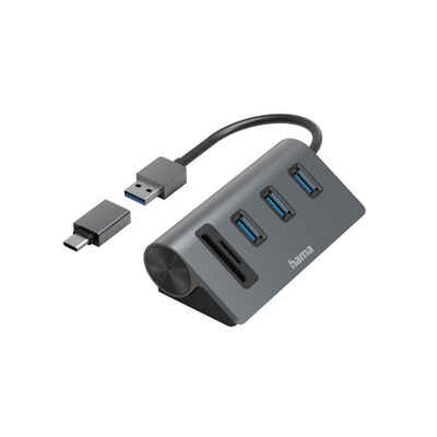 Hama USB Hub Kartenleser, 5 Ports, 3x USB A, SD, microSD, USB C Adapter USB-Adapter USB Typ A, USB-C