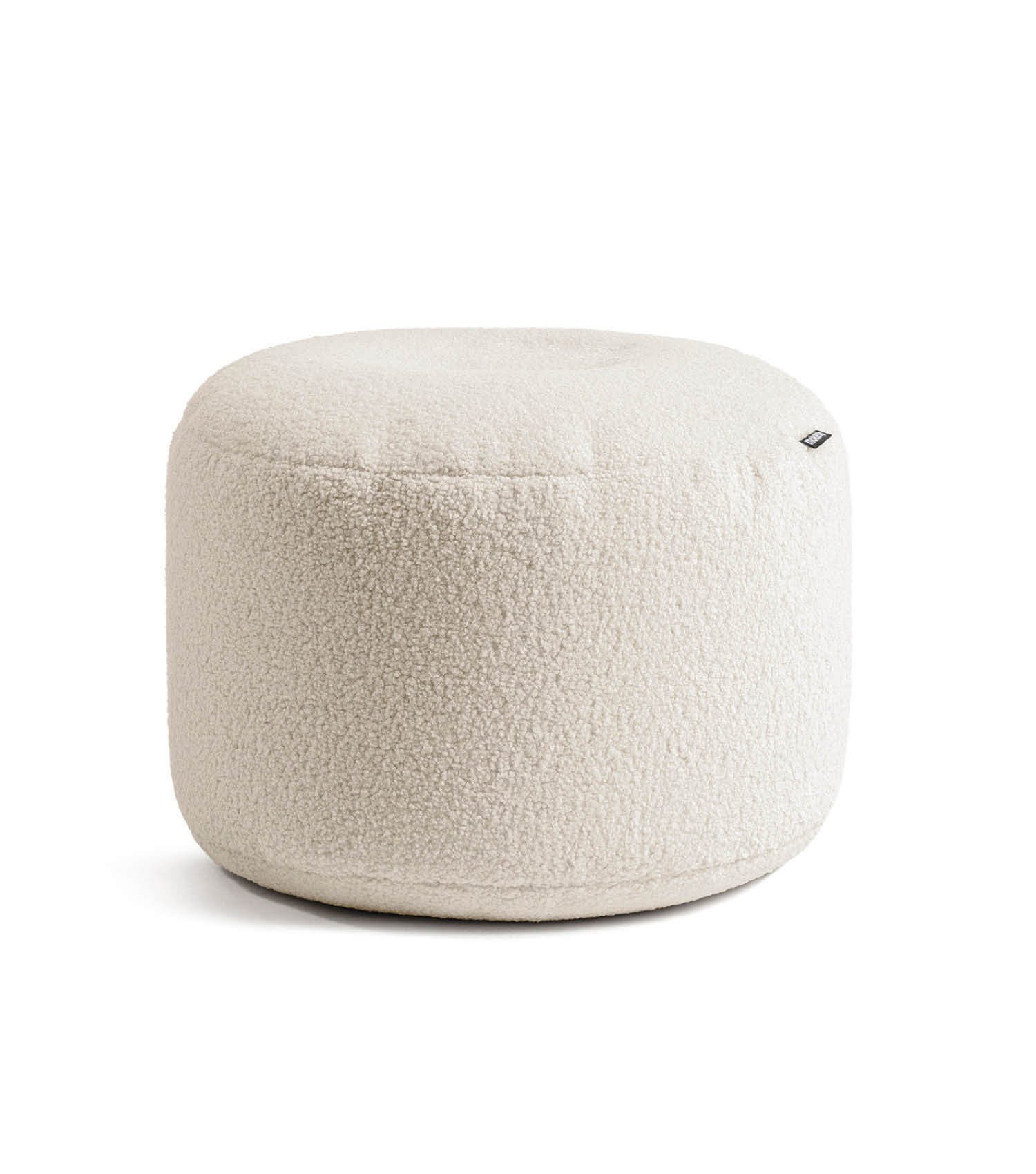 mokebo Pouf Bouclé Pouf 'Mochi' Hocker in Teddystoff (rund aus Teddystoff), Made in Germany, Sitzhocker, Bodenkissen, Fußhocker in Beige