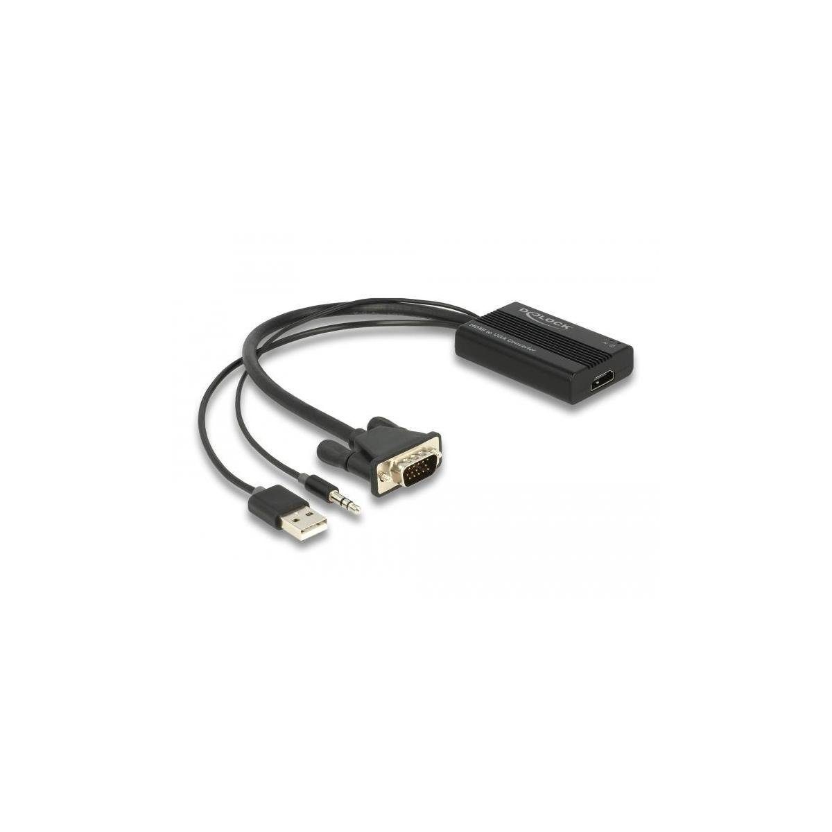 Delock HDMI zu VGA mit Computer-Kabel, (25,00 VGA 25 cm) cm Adapter Audio HDMI